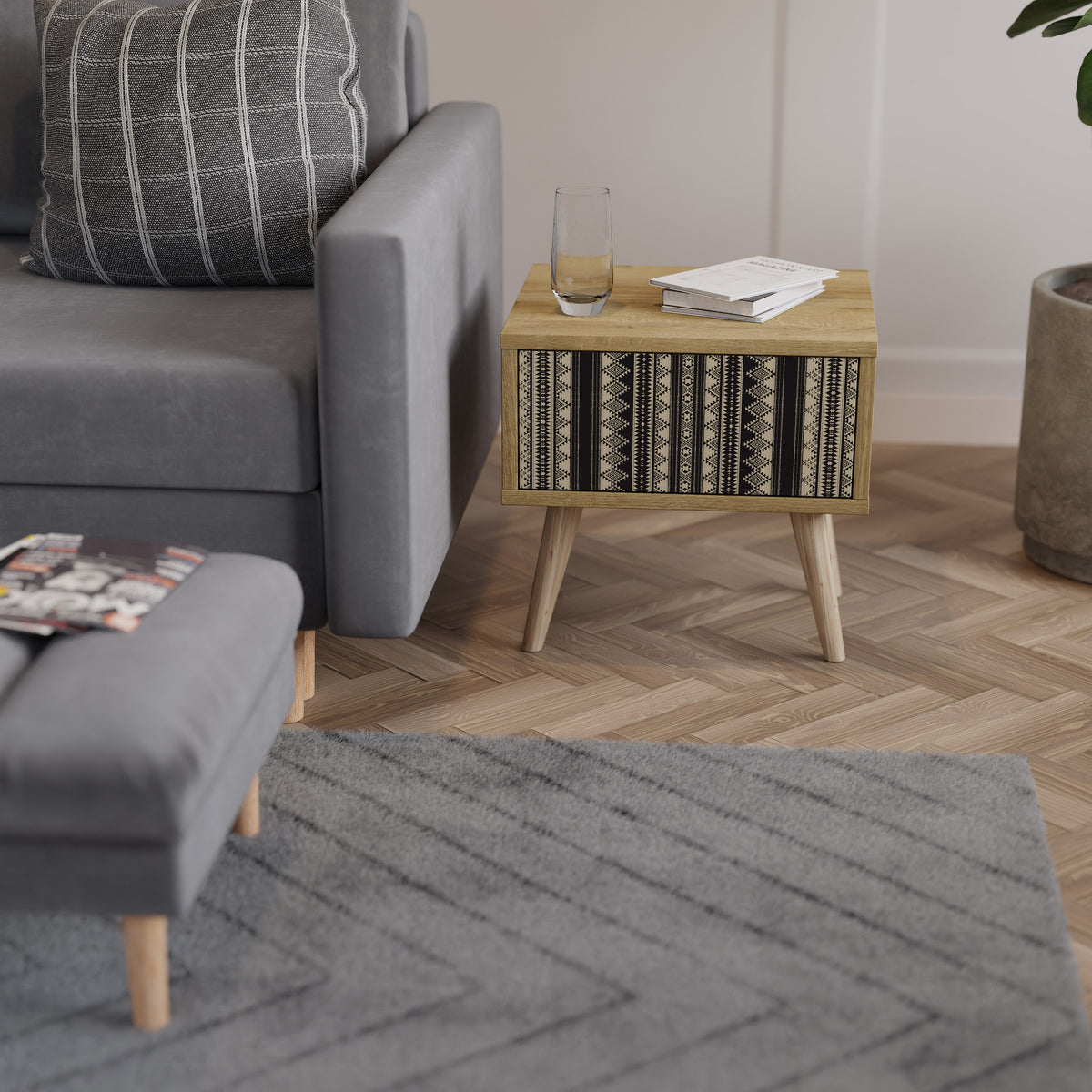 AZTEC Mesa de Cabeceira com Gaveta