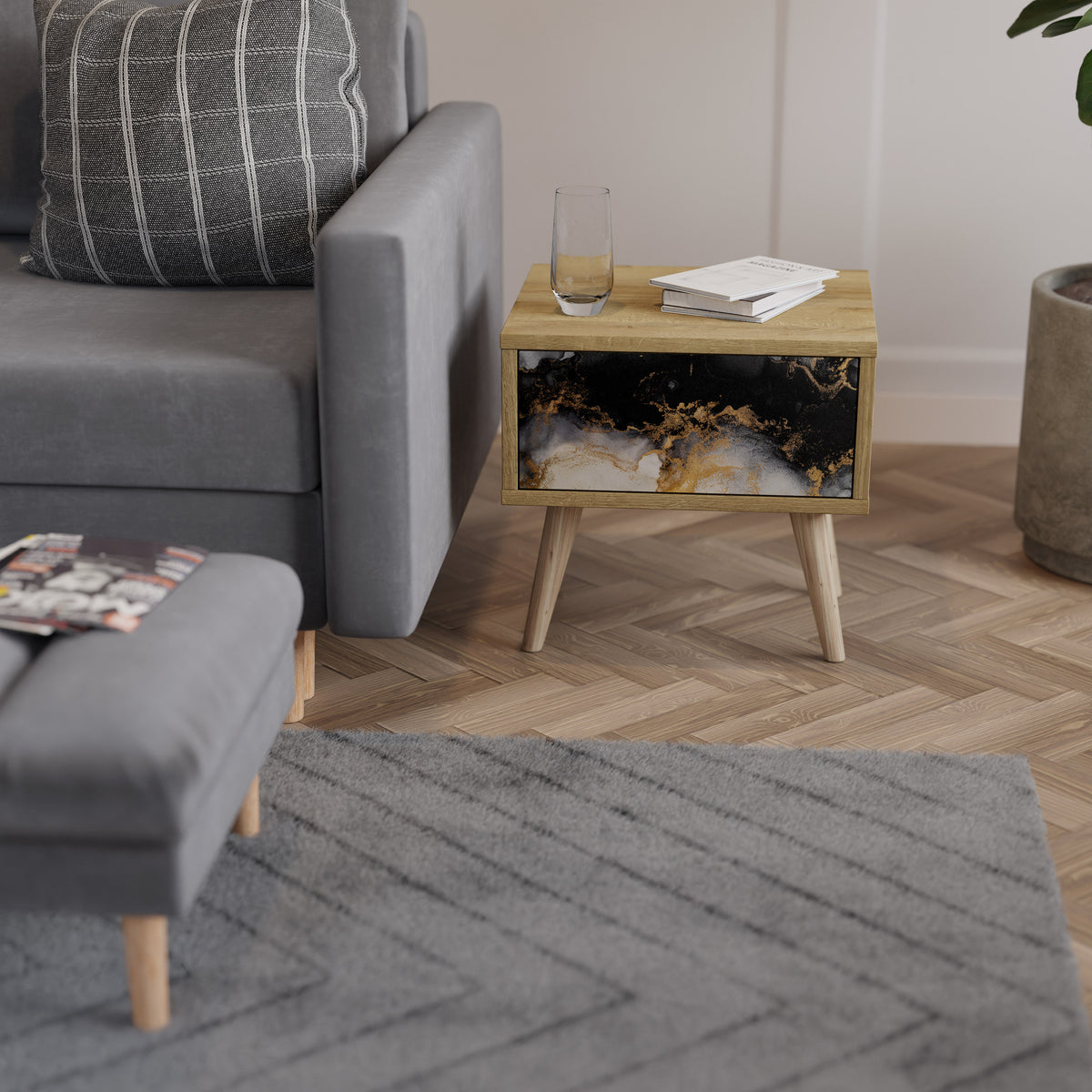 MARBLE OF TOMMORROW Mesa de Cabeceira com Gaveta