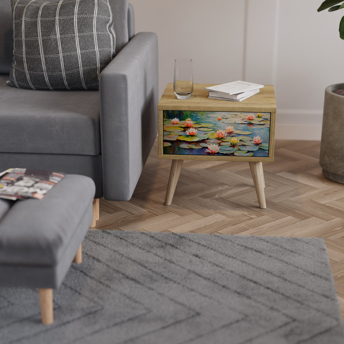 BLOOMING WATERS Mesa de Cabeceira com Gaveta