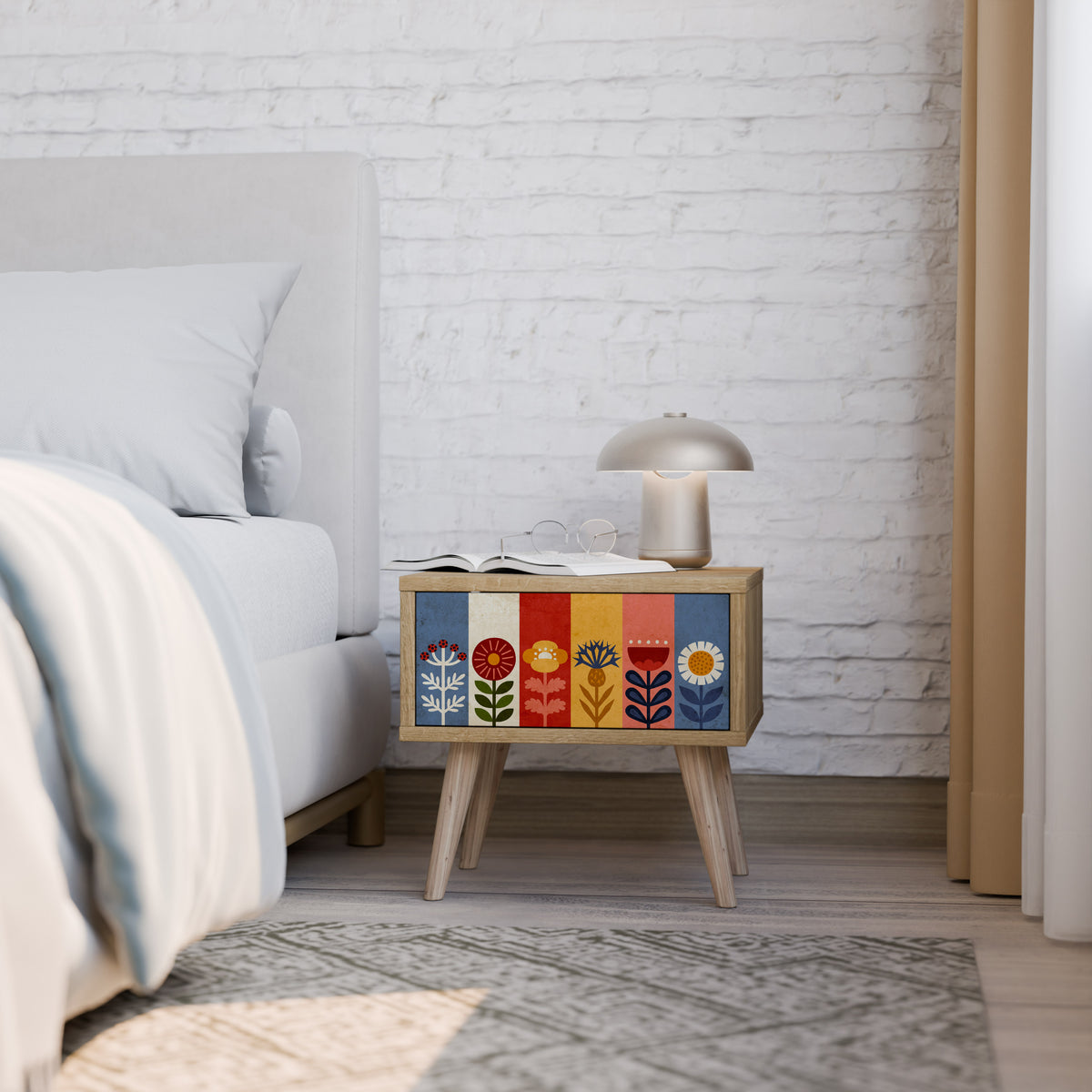 SCANDIC FLOWERET Mesa de Cabeceira com Gaveta