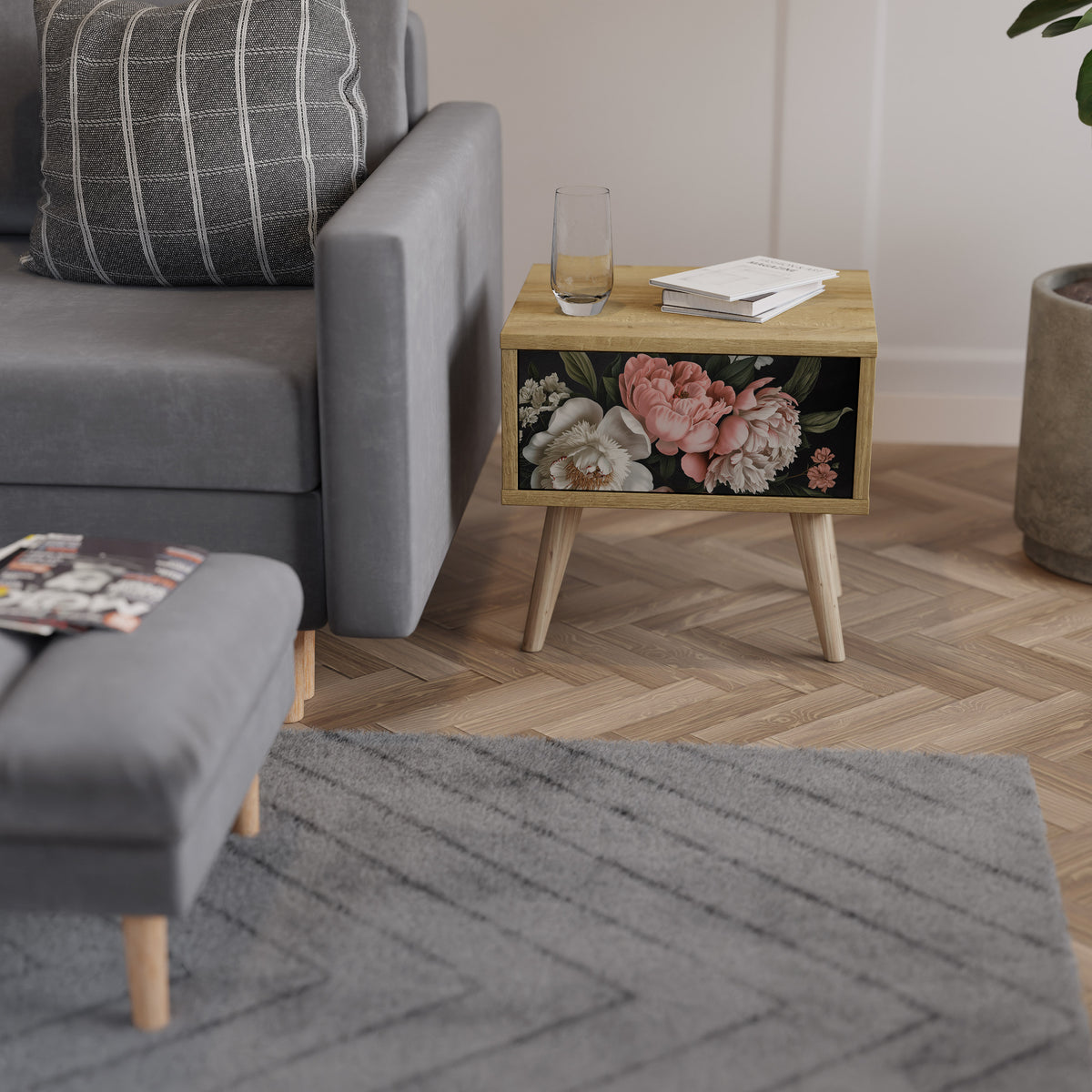 LUSH ELEGANCE Mesa de Cabeceira com Gaveta