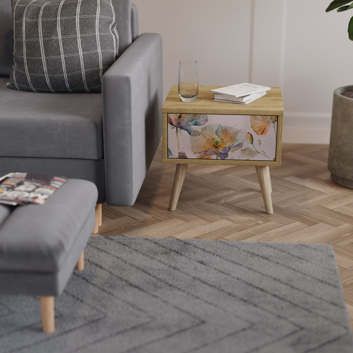 SOFTEN POPPY Mesa de Cabeceira com Gaveta