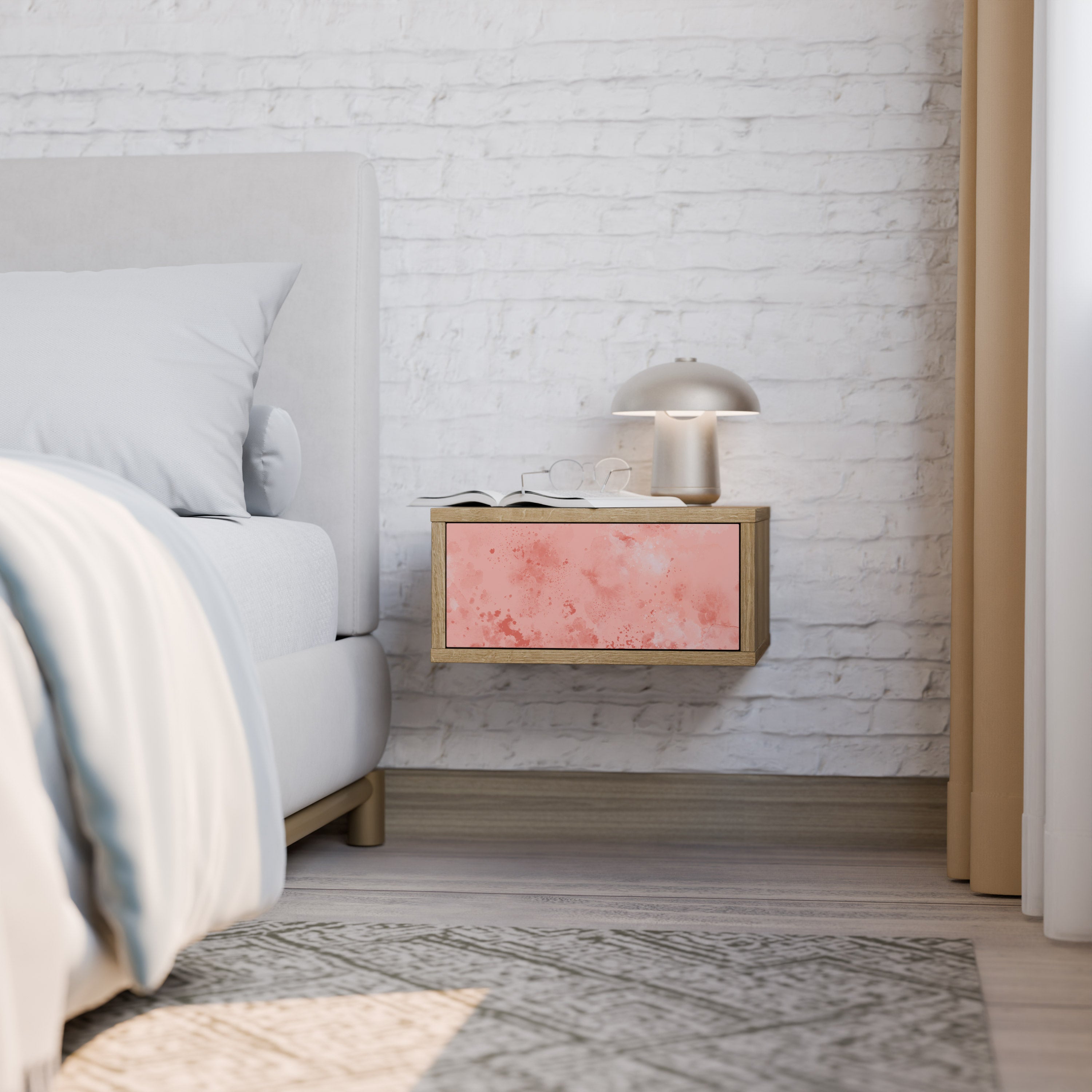 CRANE DANCE Mesa de Cabeceira em Efeito Carvalho