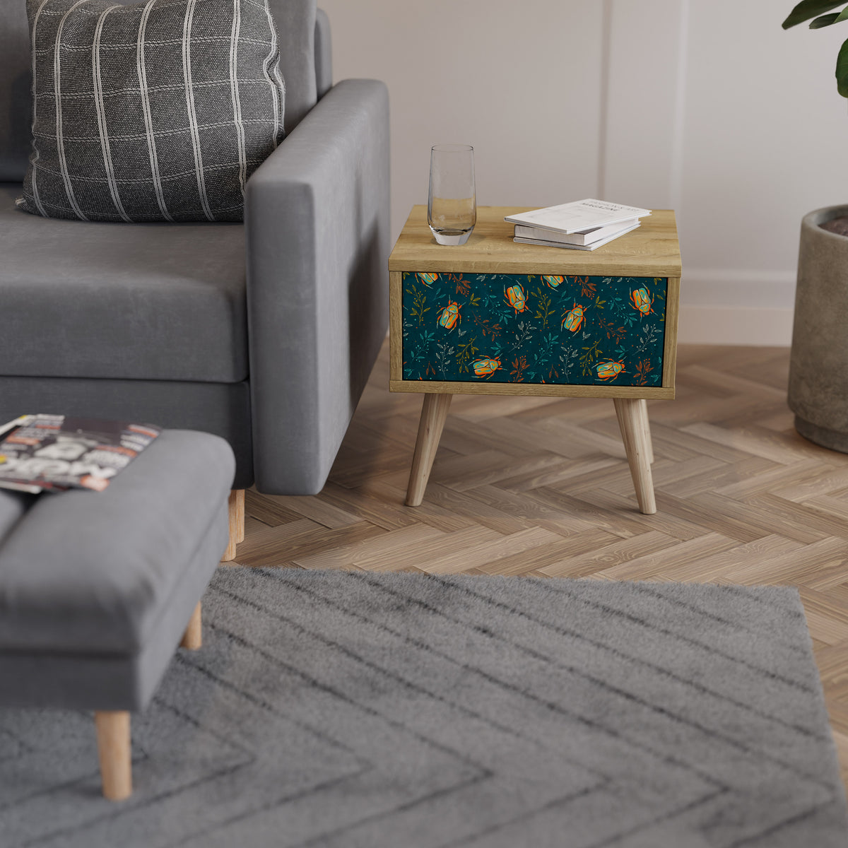 AUTUMN INSECTS Mesa de Cabeceira com Gaveta