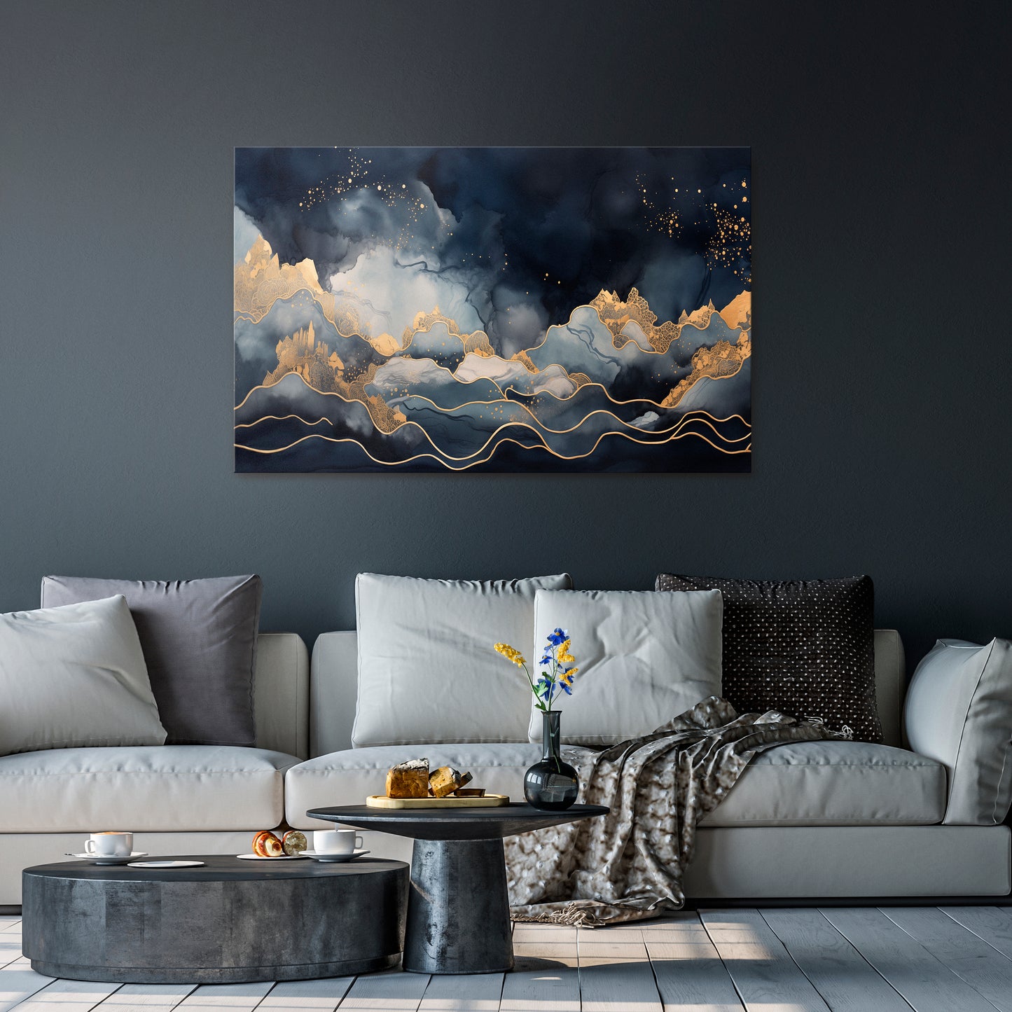GOLDEN PEAK OF BLUE Horizontal Canvas Print