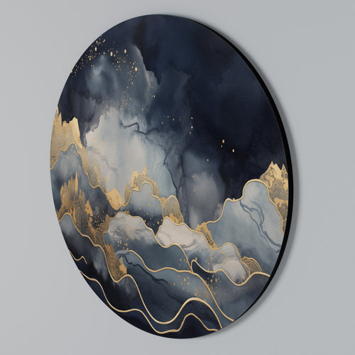 GOLDEN PEAK OF BLUE Arte de Parede Redonda