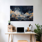 GOLDEN PEAK OF BLUE Poster Horizontal Autocolante