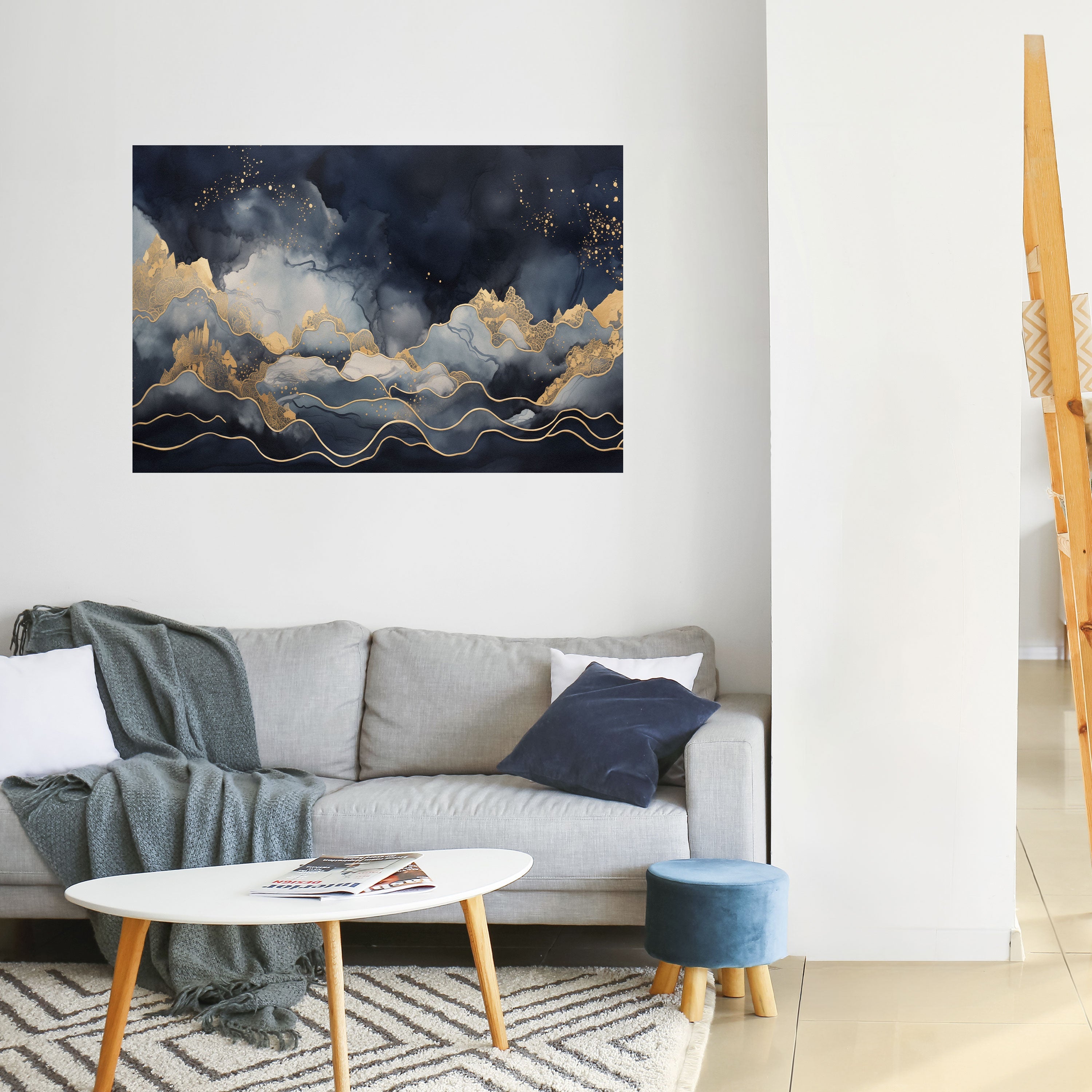 GOLDEN PEAK OF BLUE Poster Horizontal Autocolante