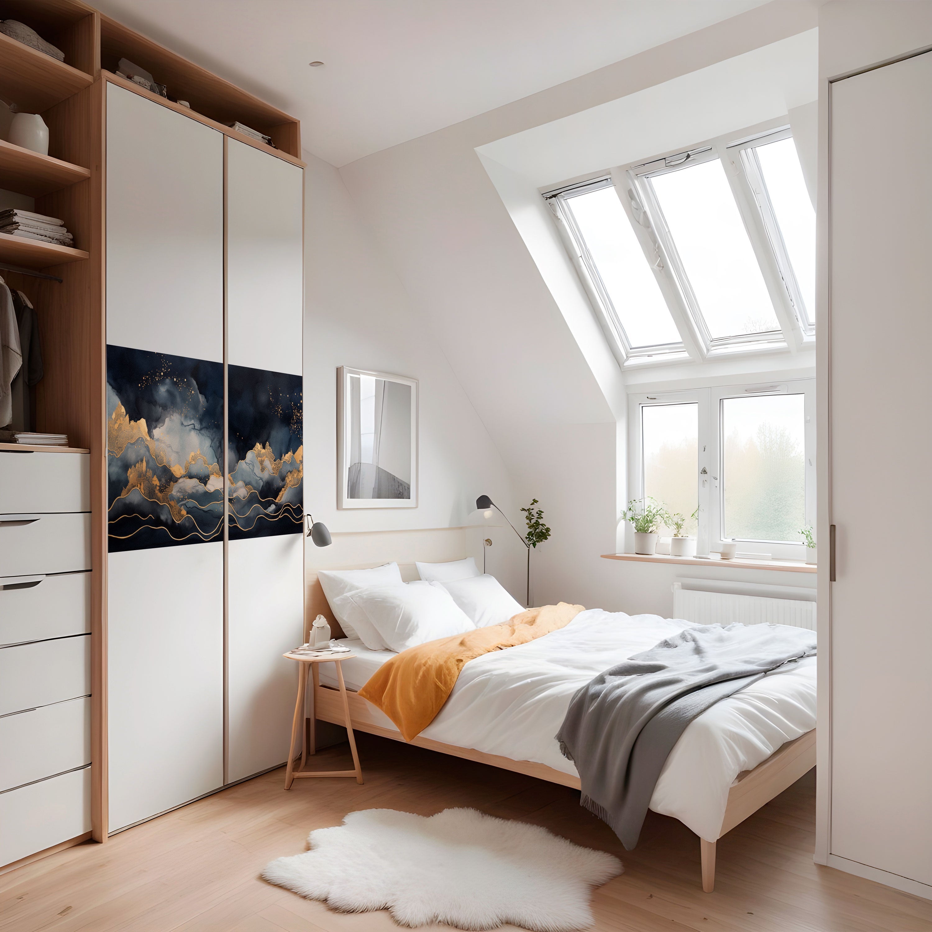 GOLDEN PEAK OF BLUE Poster Horizontal Autocolante