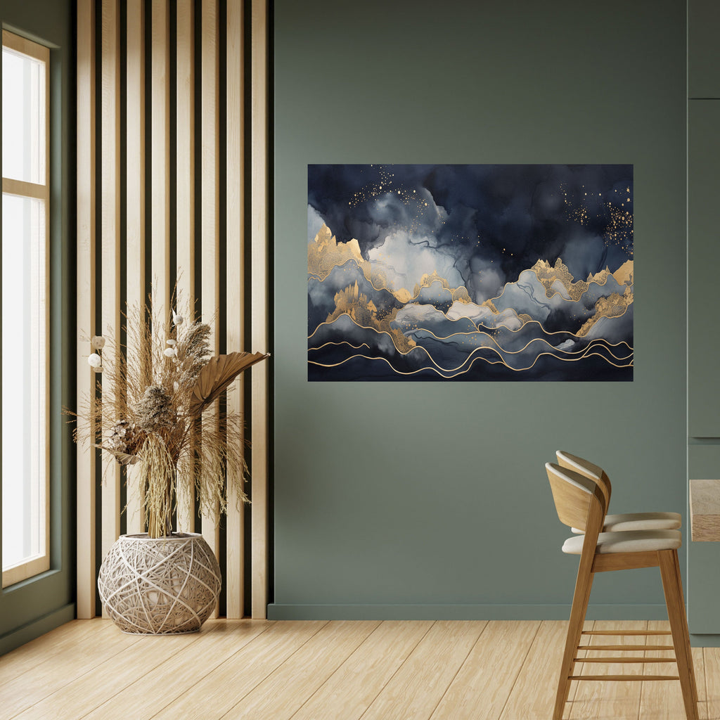 GOLDEN PEAK OF BLUE Poster Horizontal Autocolante