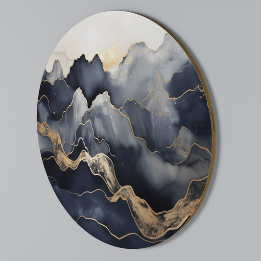 GOLDEN ALPINE BLISS Round Wall Art