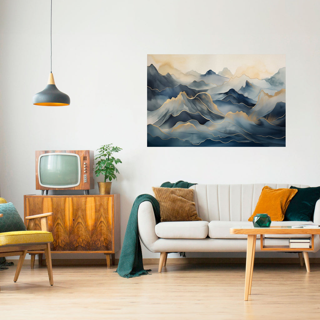 GOLDEN MOUNTAIN FOG Poster Horizontal Autocolante