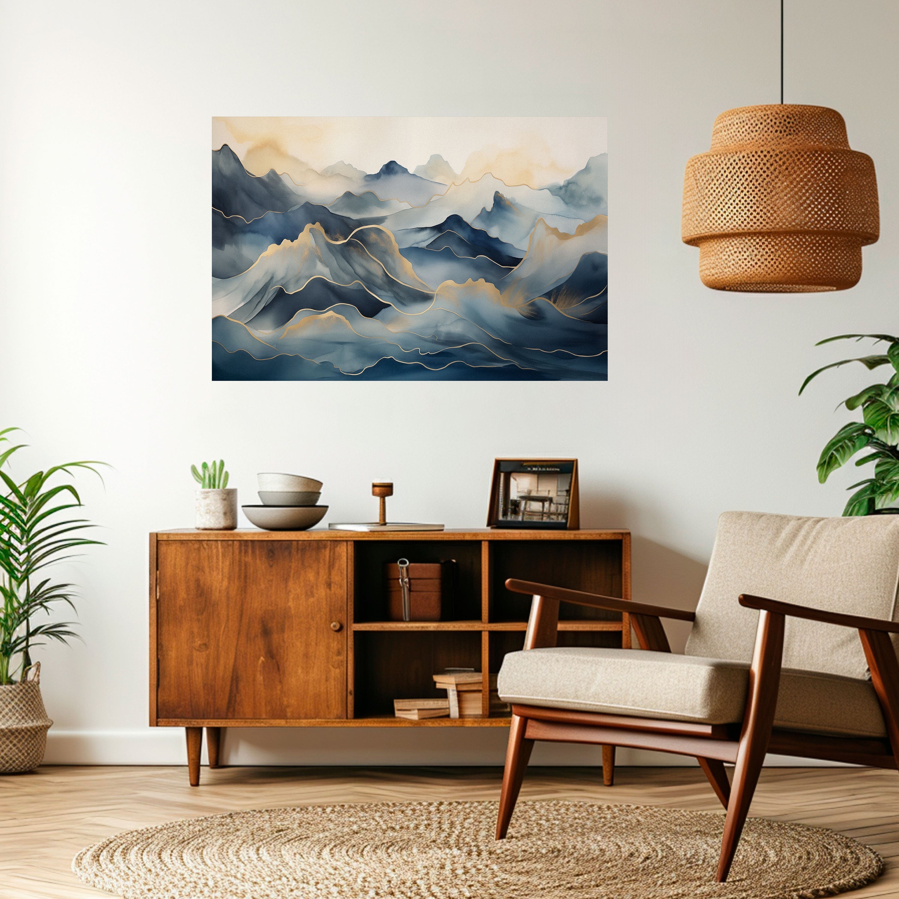 GOLDEN MOUNTAIN FOG Poster Horizontal Autocolante