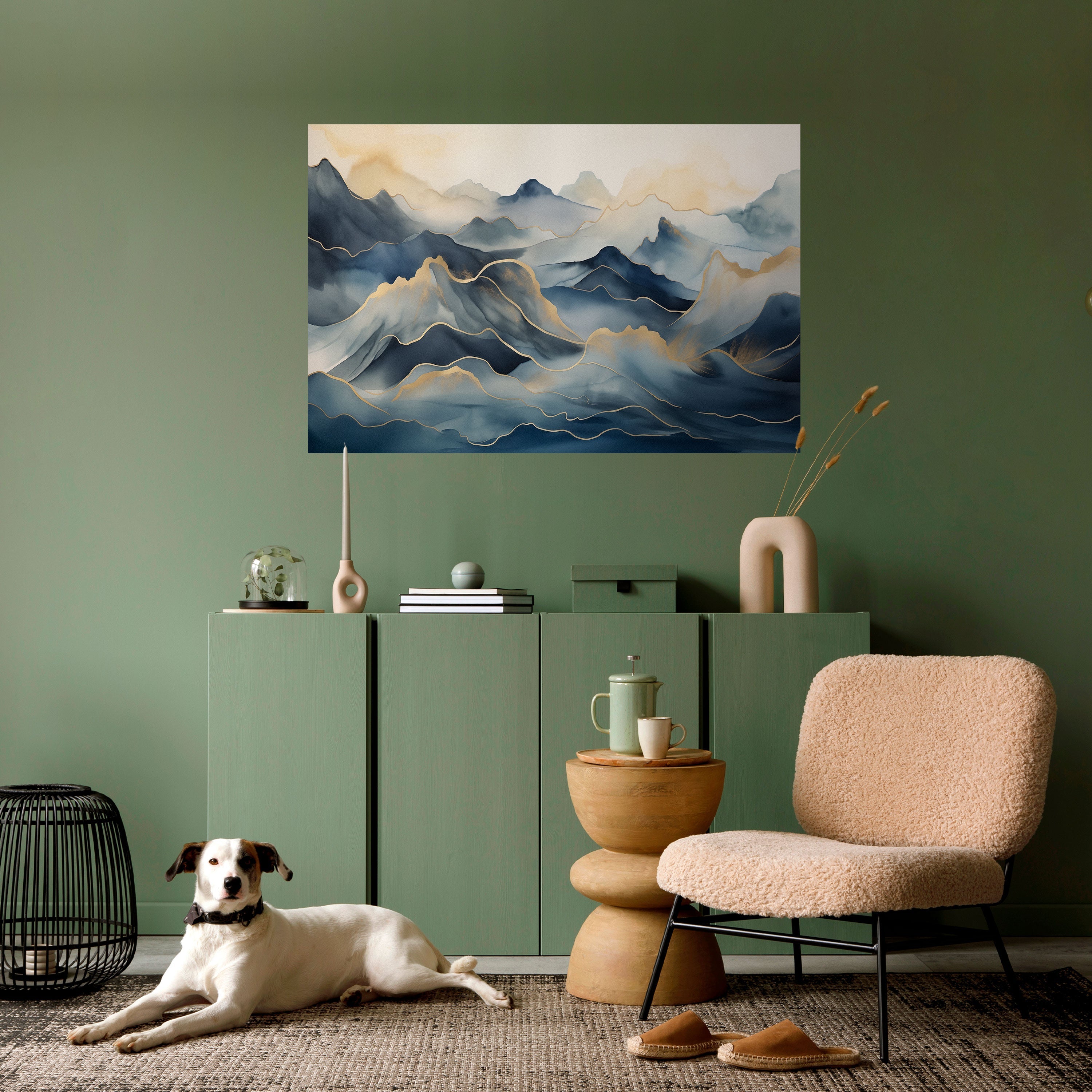 GOLDEN MOUNTAIN FOG Poster Horizontal Autocolante