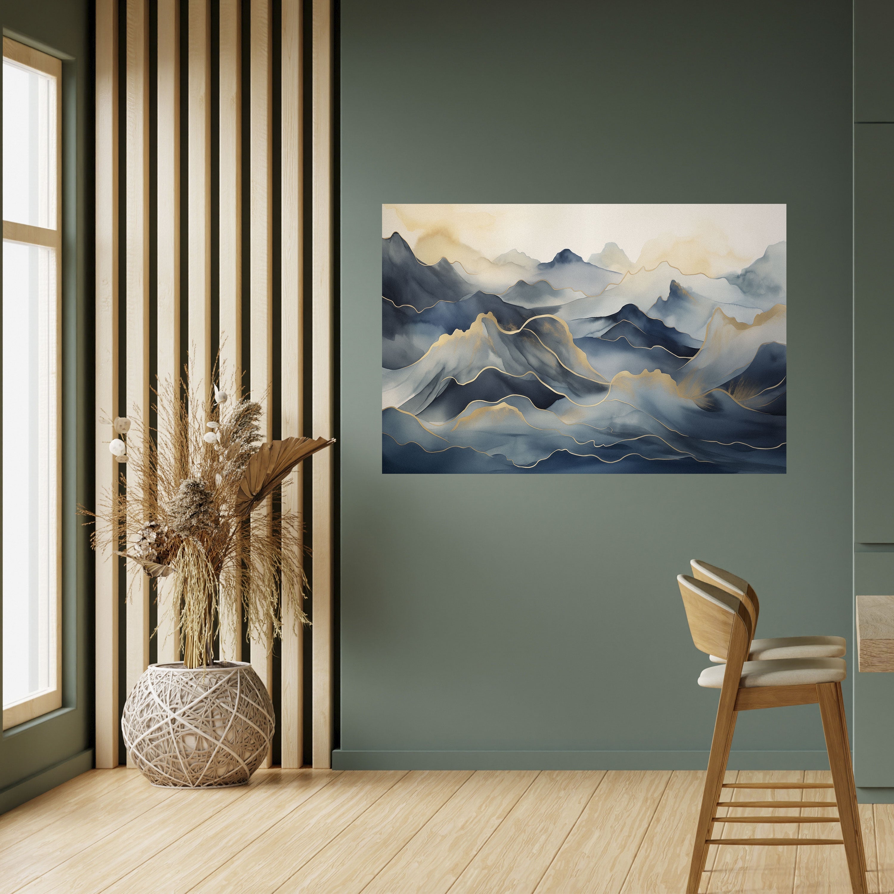 GOLDEN MOUNTAIN FOG Poster Horizontal Autocolante