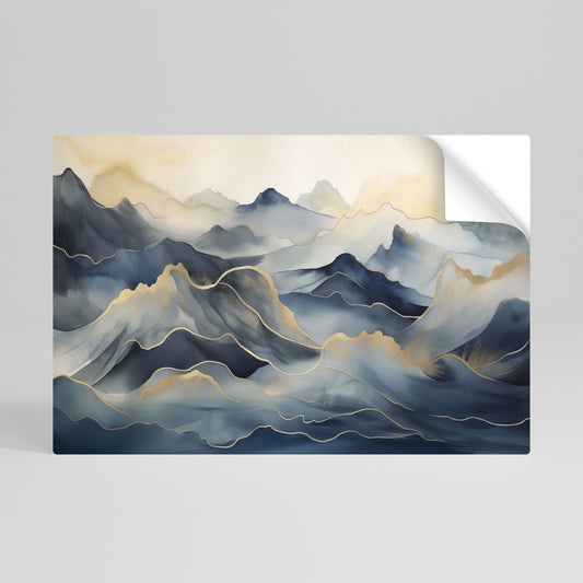 GOLDEN MOUNTAIN FOG Póster Autocolante Horizontal
