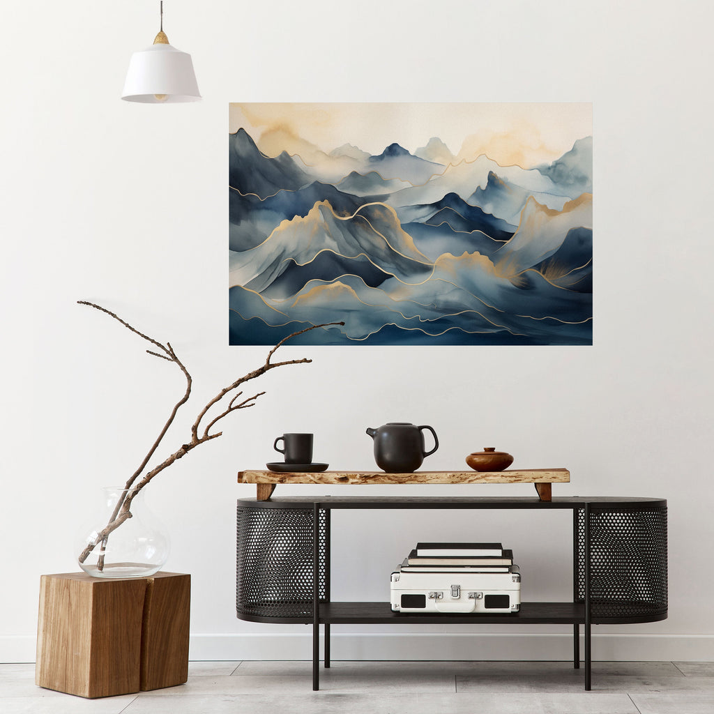 GOLDEN MOUNTAIN FOG Poster Horizontal Autocolante