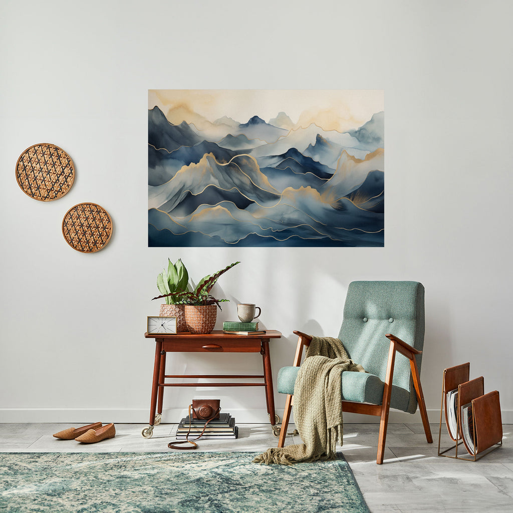 GOLDEN MOUNTAIN FOG Poster Horizontal Autocolante