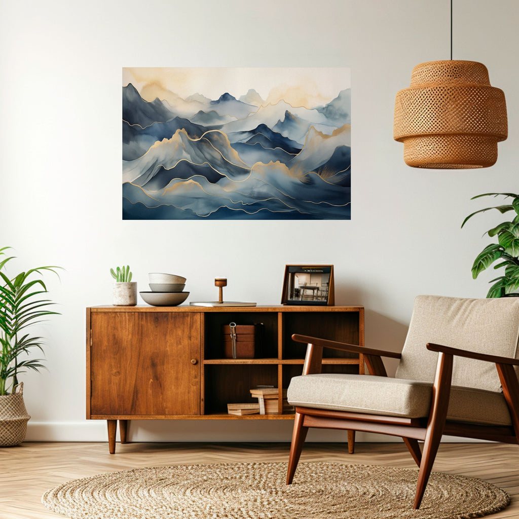 GOLDEN MOUNTAIN FOG Poster Horizontal Autocolante