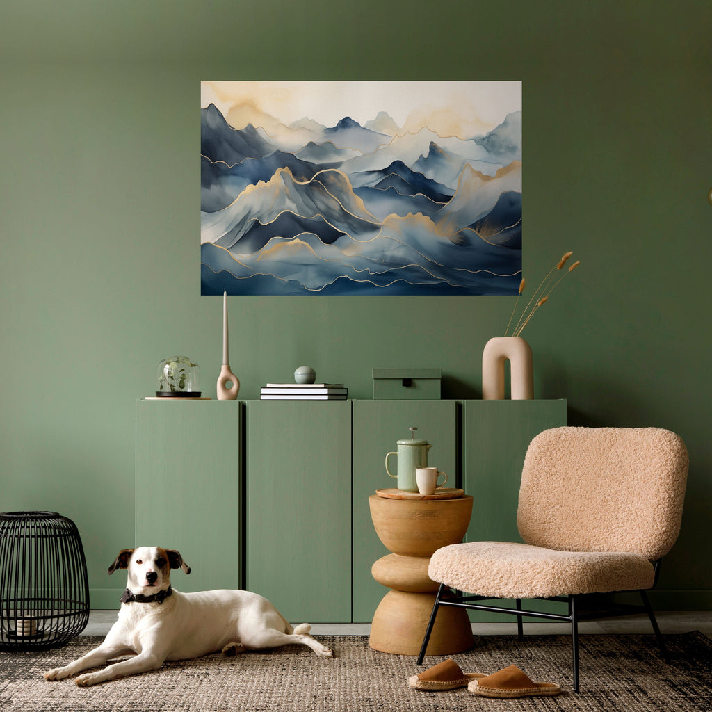 GOLDEN MOUNTAIN FOG Poster Horizontal Autocolante