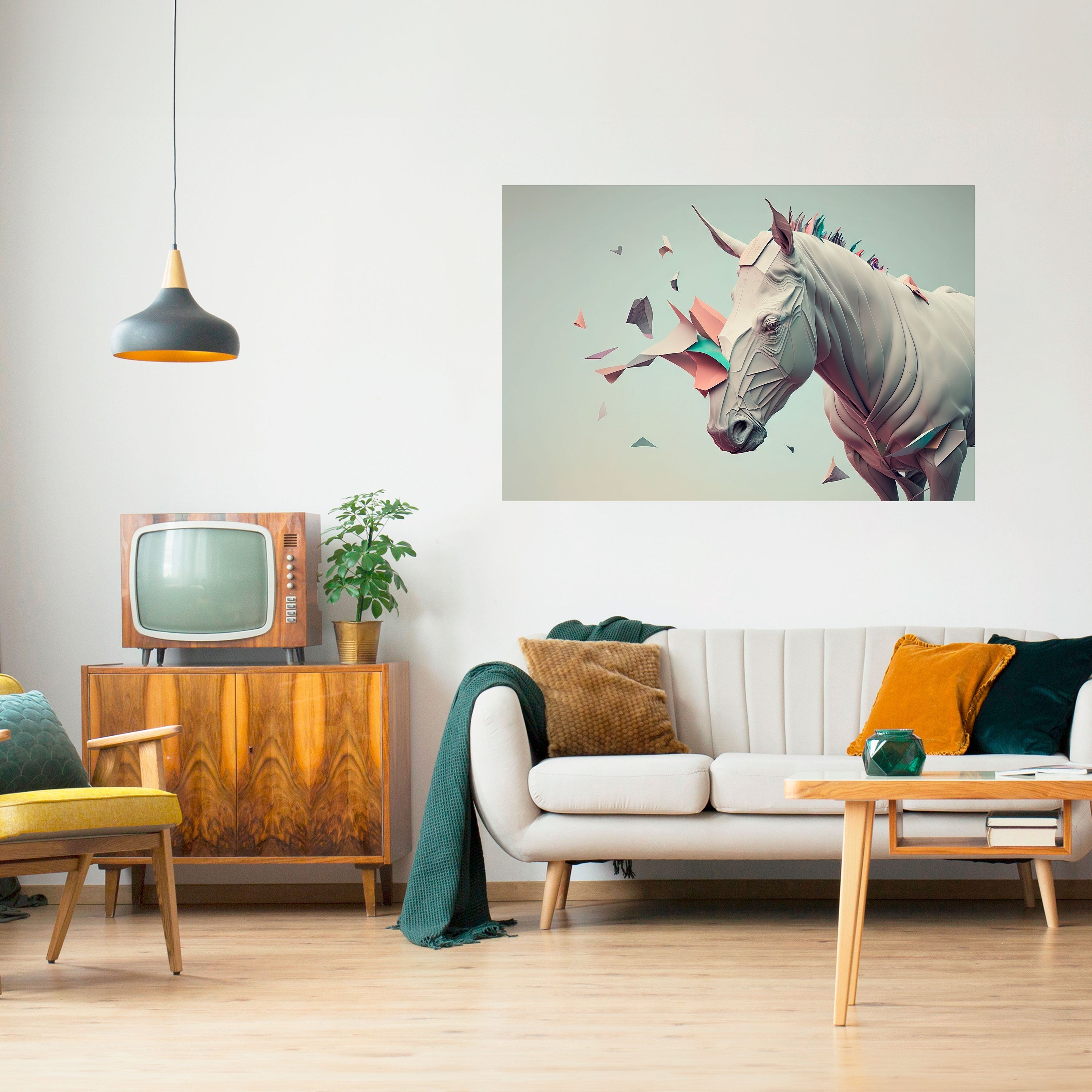 FUTURISTIC HORSE Poster Horizontal Autocolante