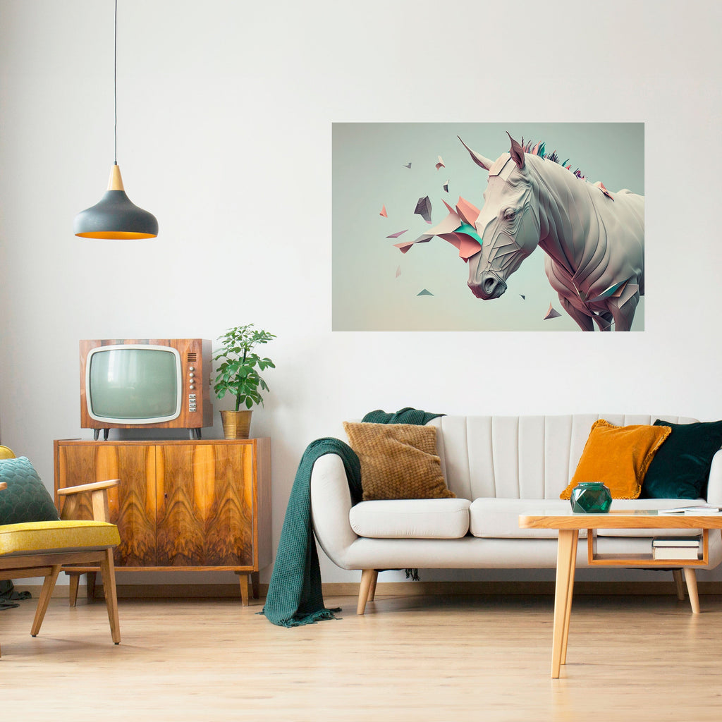 FUTURISTIC HORSE Poster Horizontal Autocolante