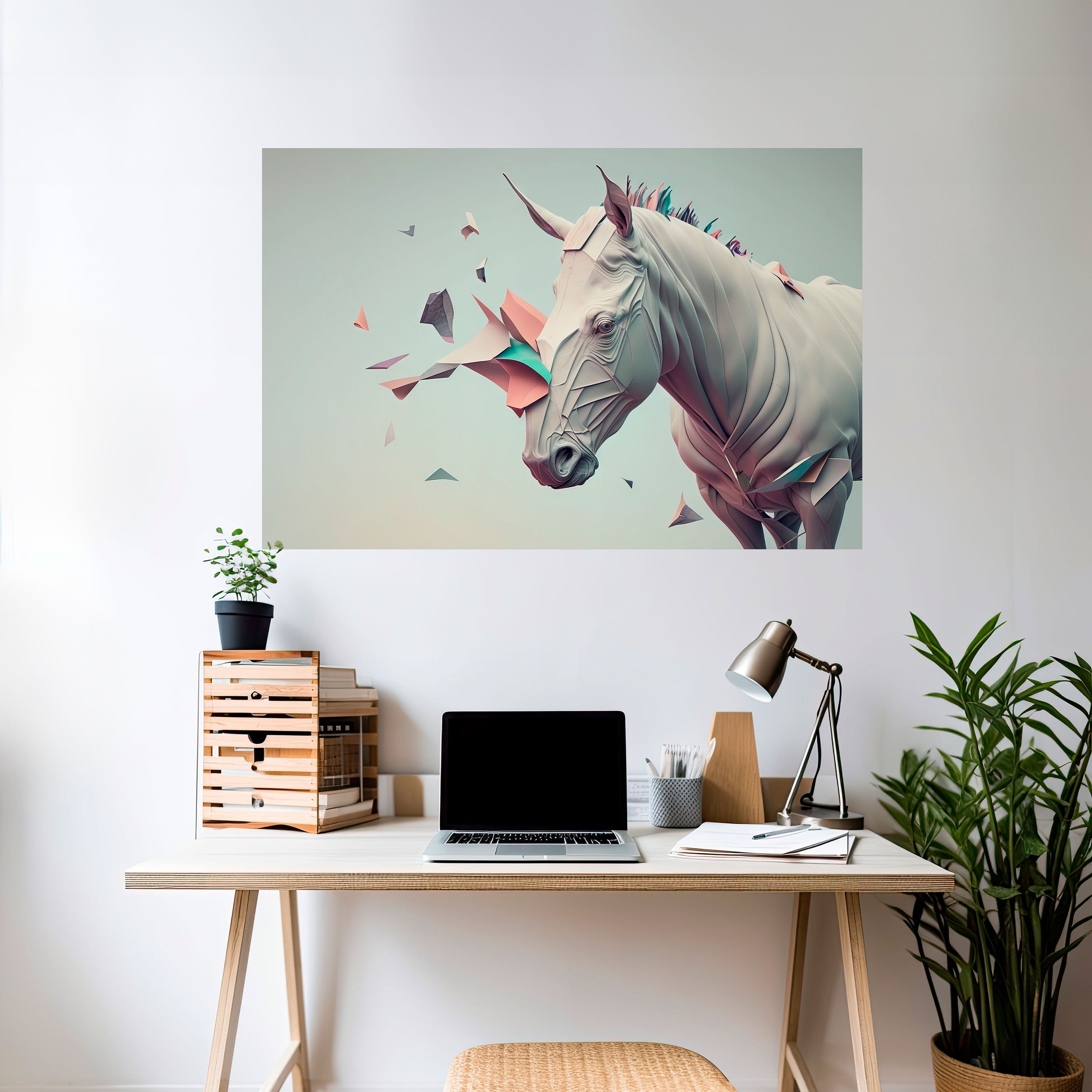 FUTURISTIC HORSE Poster Horizontal Autocolante