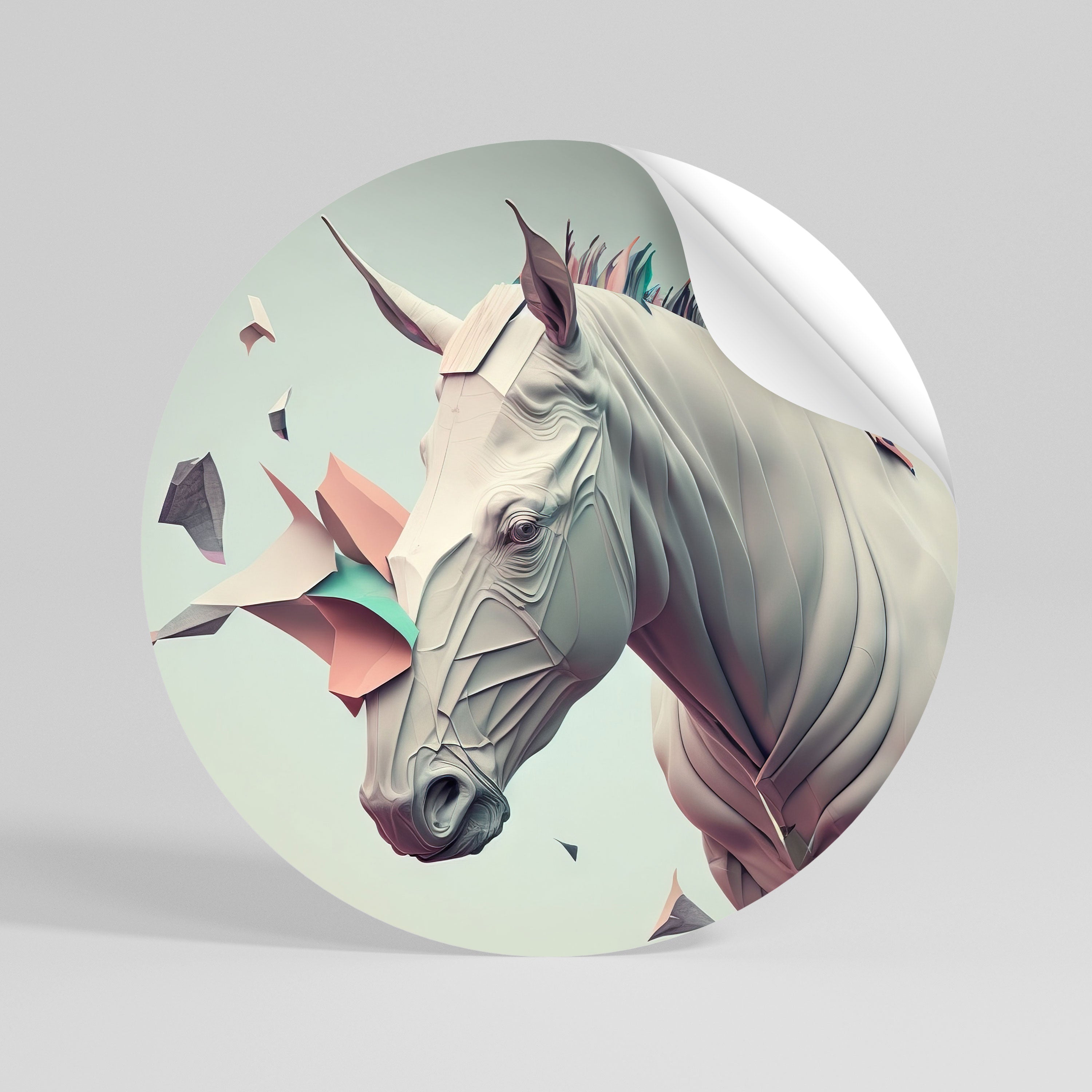 FUTURISTIC HORSE Autocolante Redondo Removível