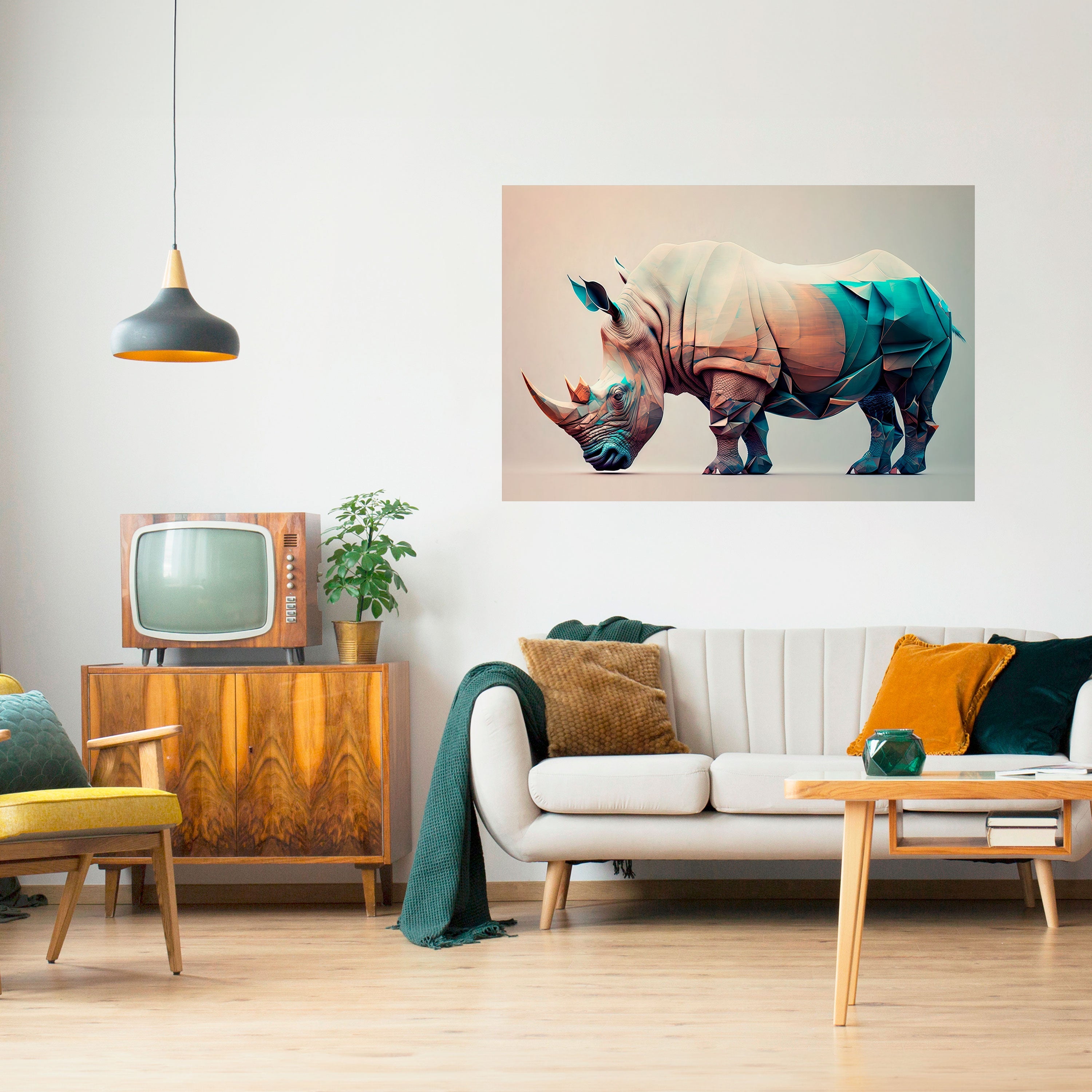 FUTURISTIC RHINO Poster Horizontal Autocolante