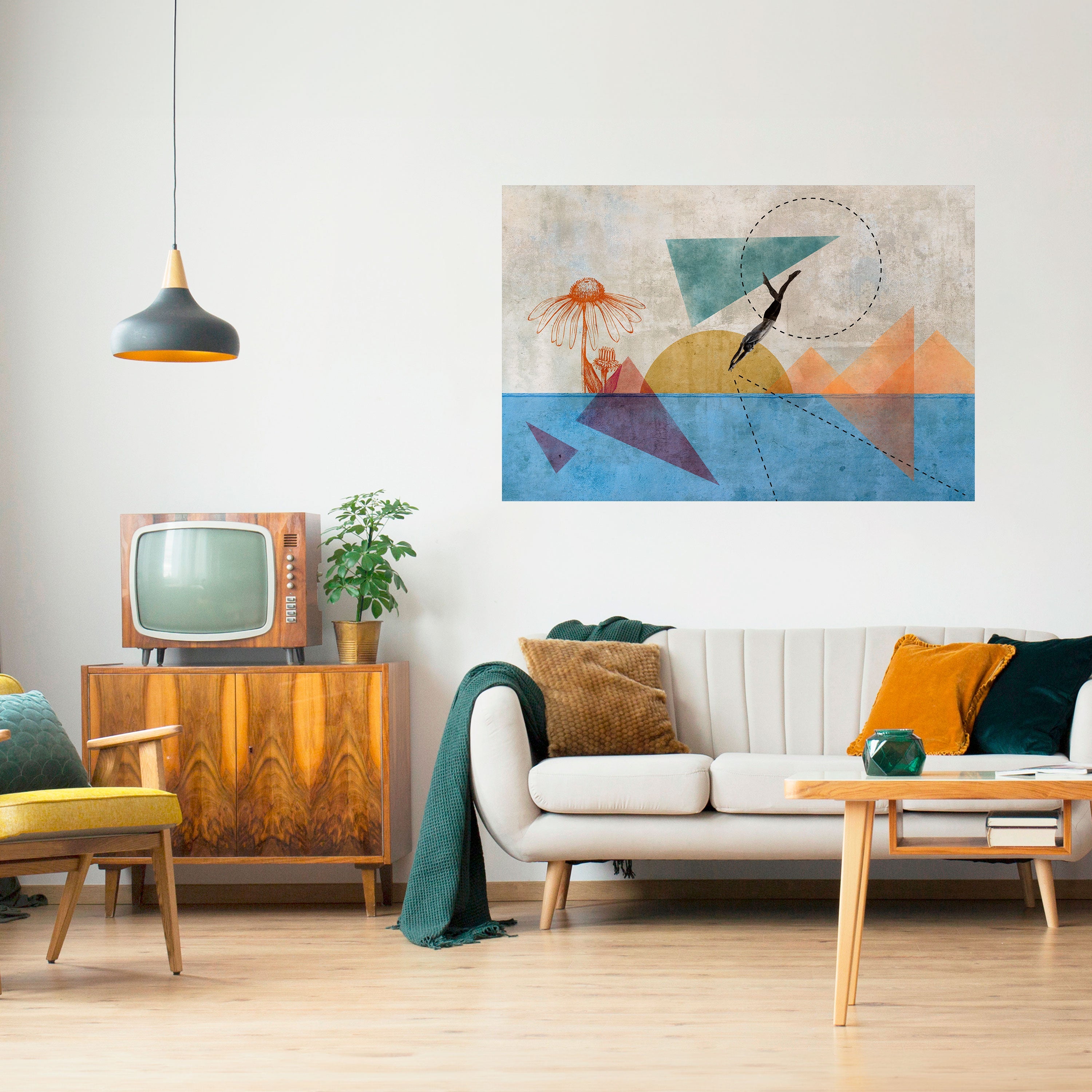 JUMP AROUND THE SHAPES Poster Horizontal Autocolante