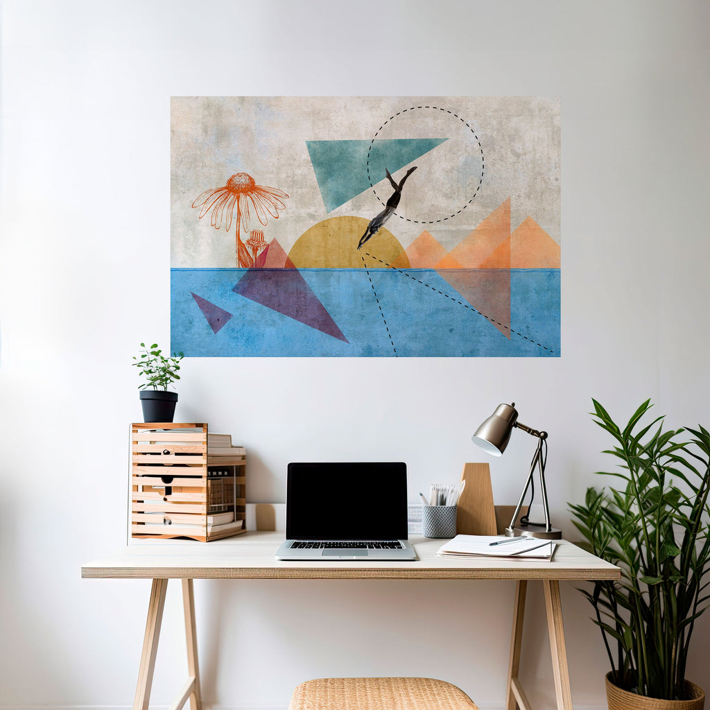 JUMP AROUND THE SHAPES Poster Horizontal Autocolante