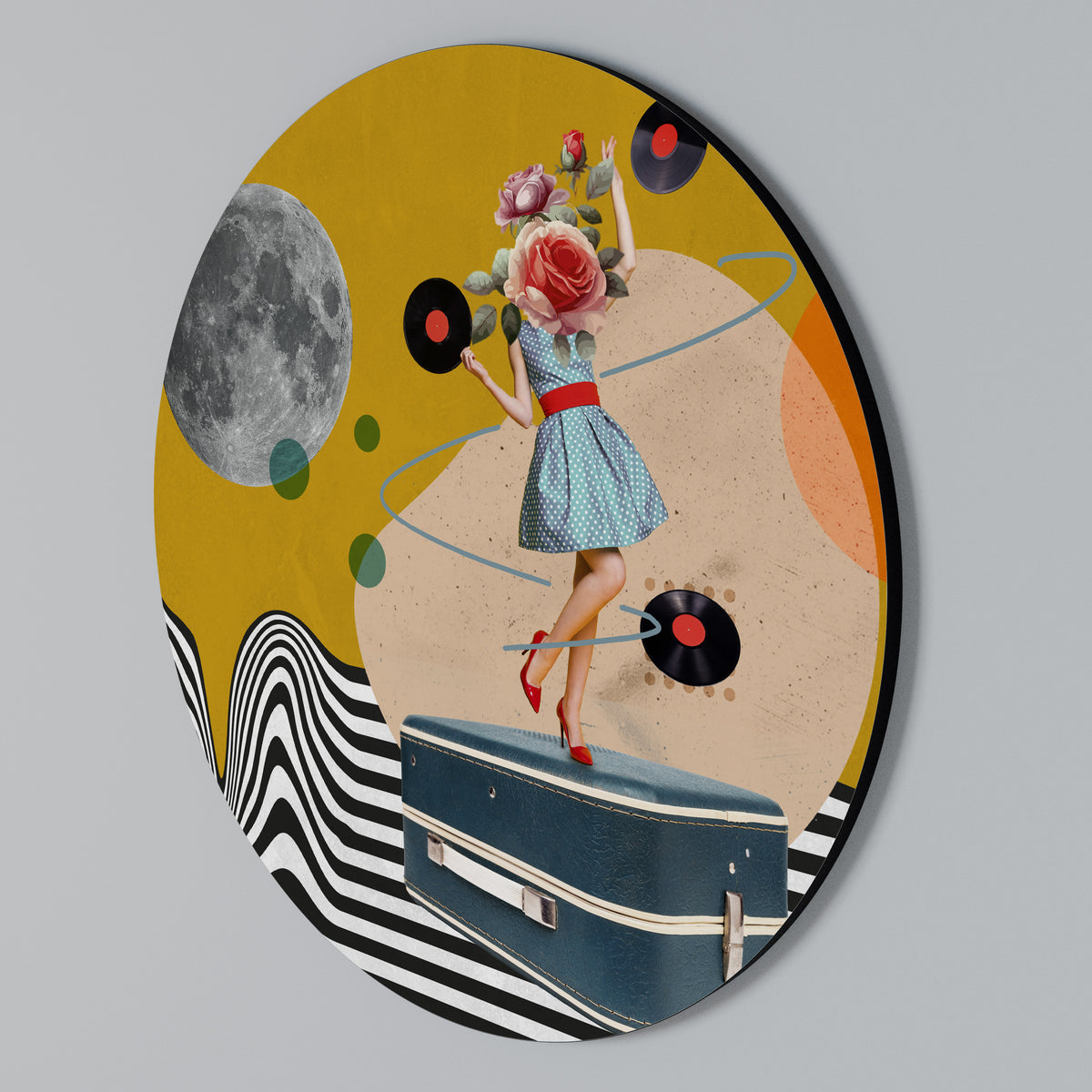 VINYL RETROSPECTION Arte de Parede Redonda