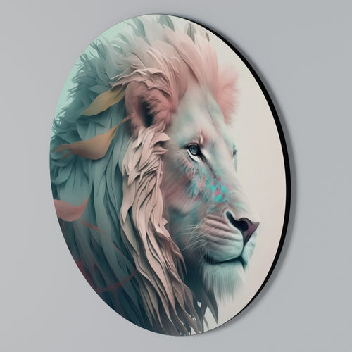 LUMINOUS LION MAJESTY Arte de Parede Redonda