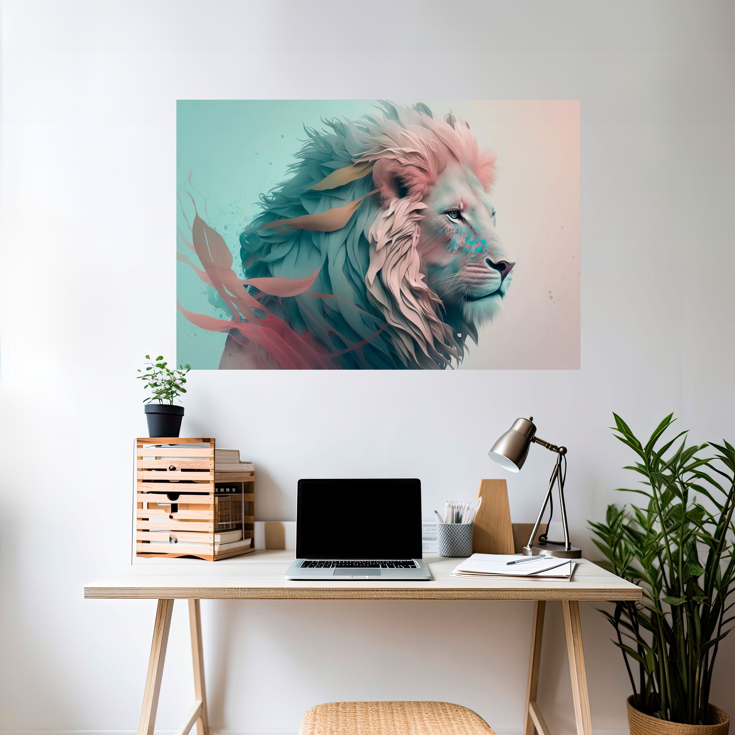 LUMINOUS LION MAJESTY Poster Horizontal Autocolante