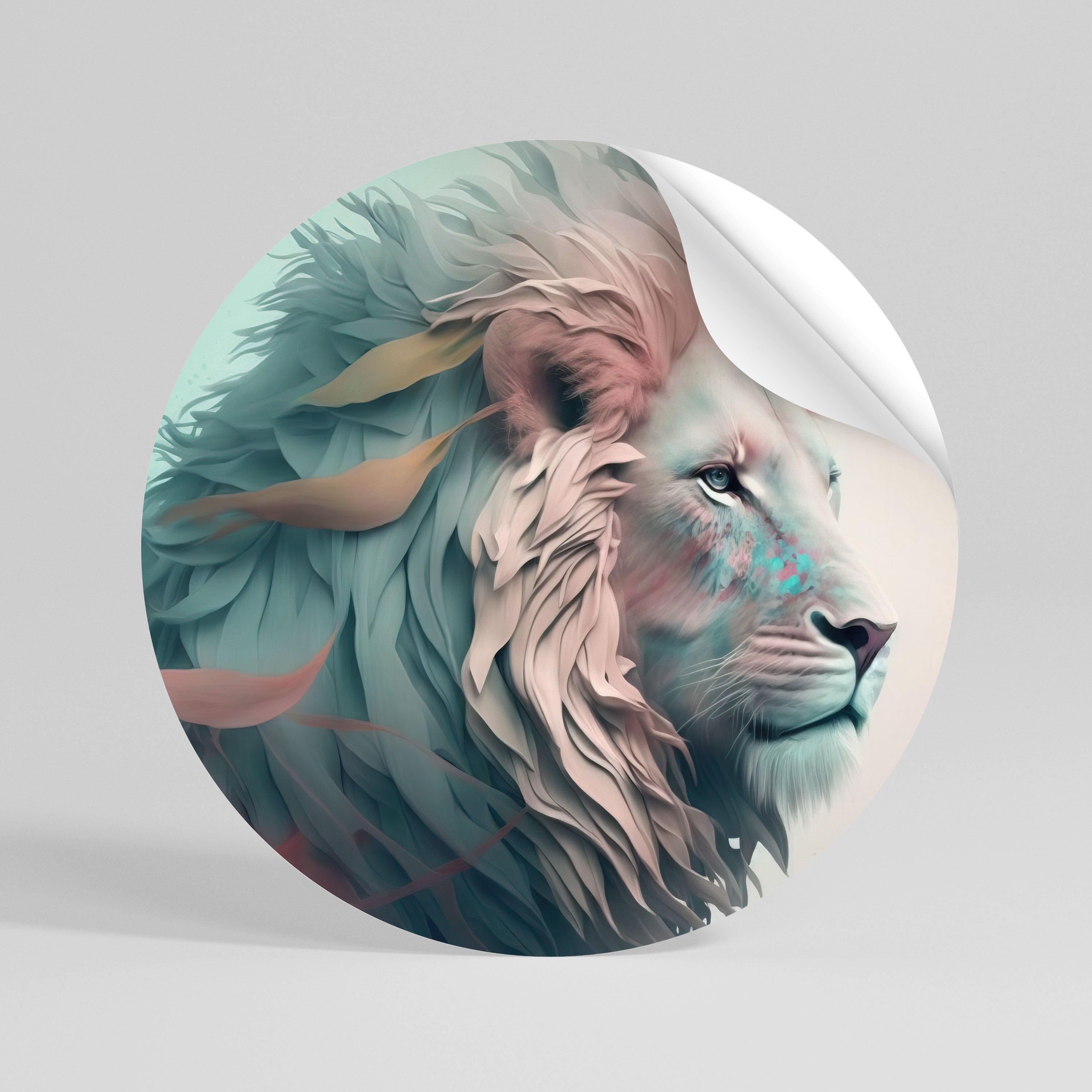 LUMINOUS LION MAJESTY Autocolante Redondo Removível