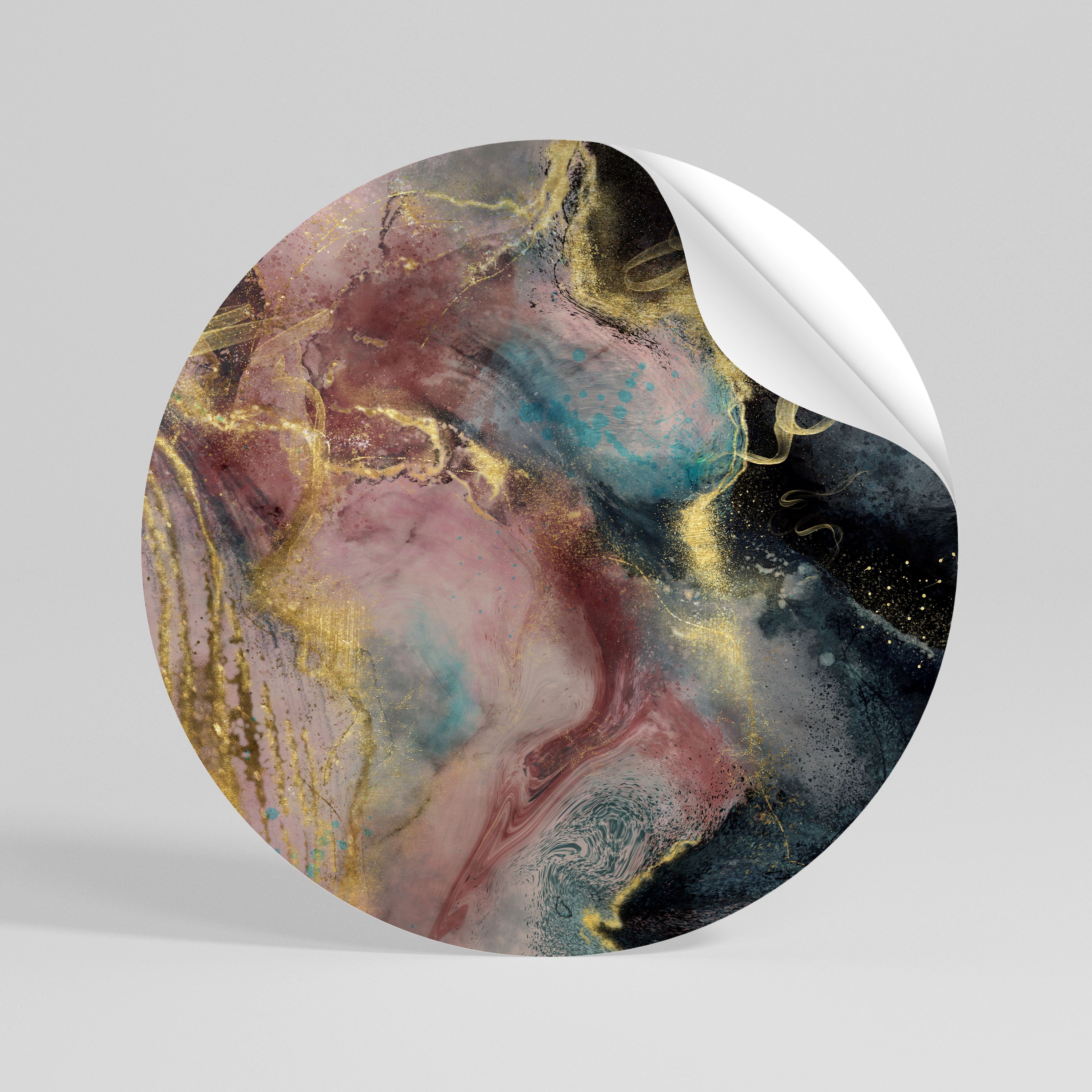 EARTHY MARBLE Autocolante Redondo Removível