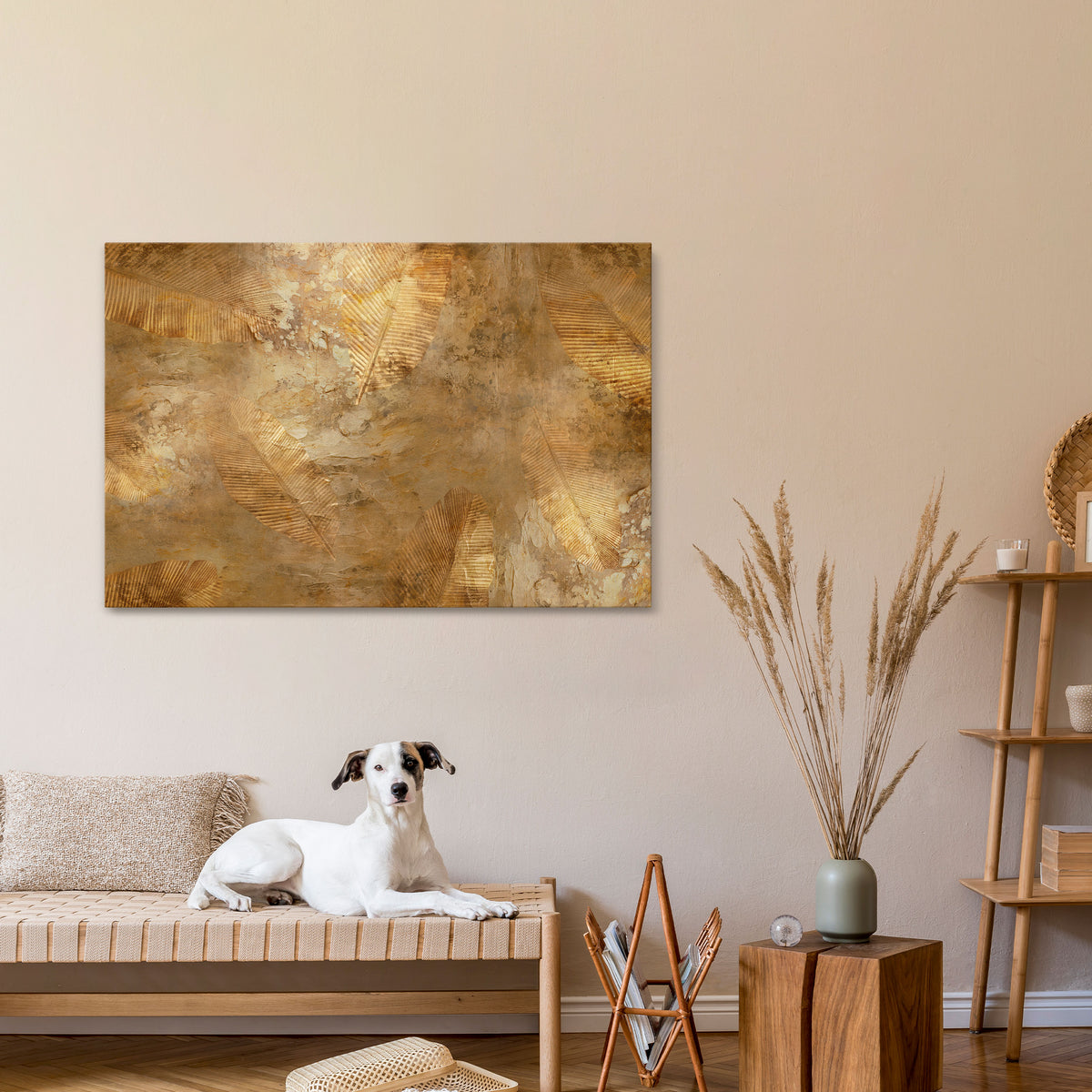 GILDED LEAF CASCADE Horizontal Canvas Print