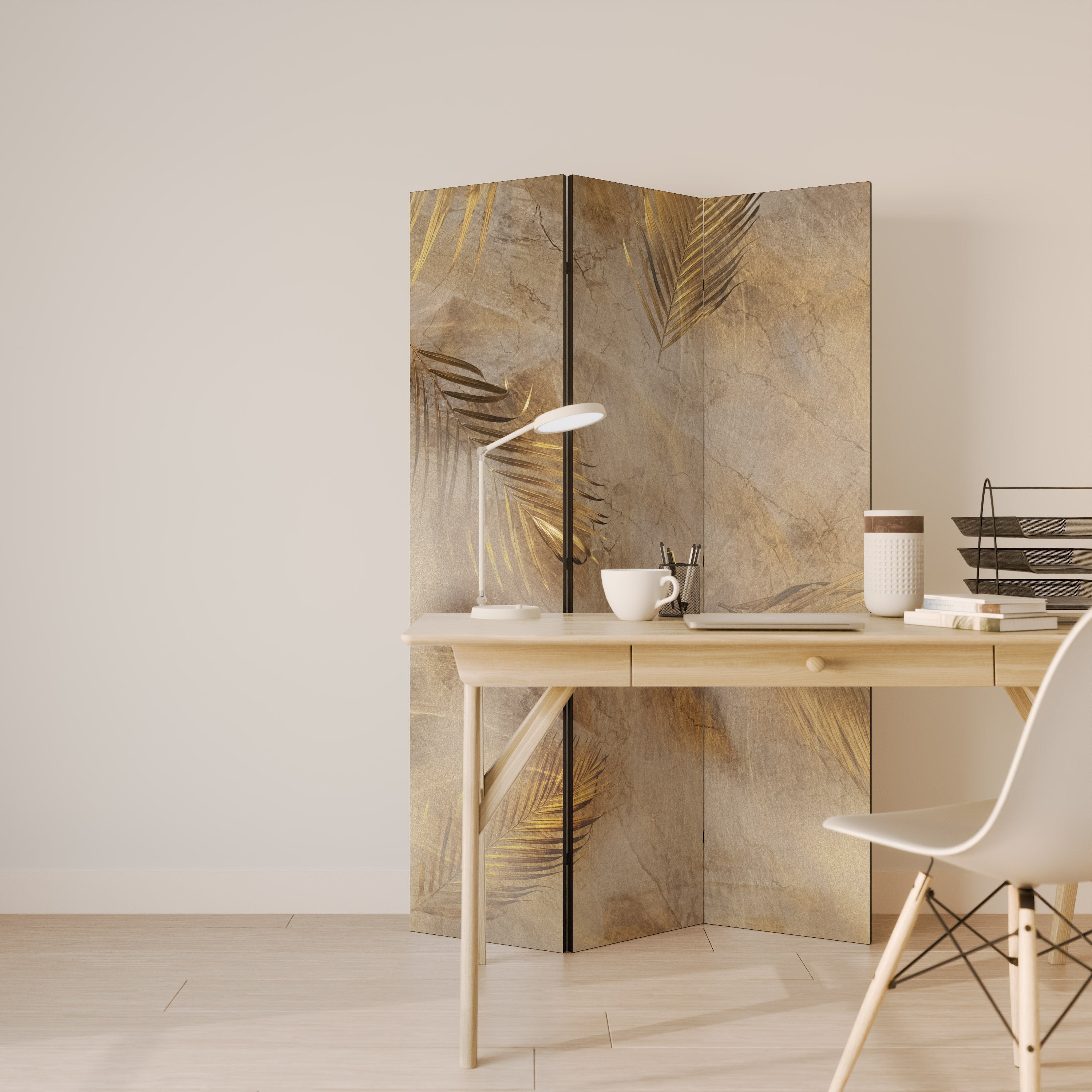 LEAVES OF SPLENDOR Biombo Decorativo de 3 Painéis