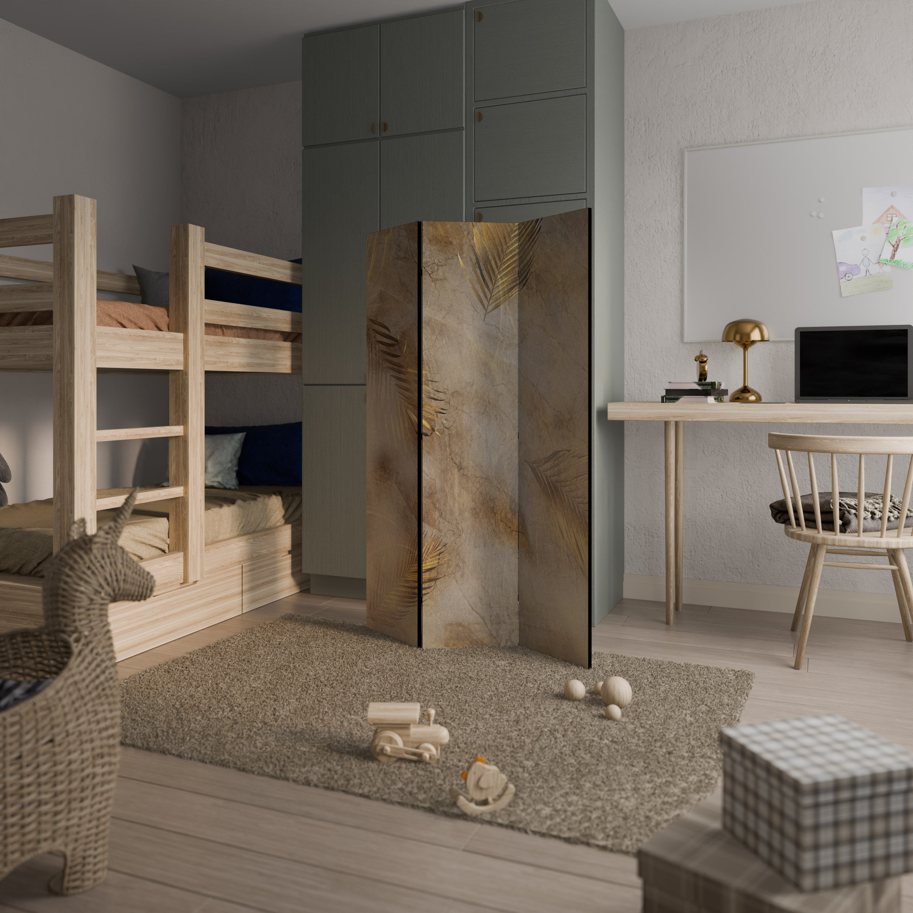 LEAVES OF SPLENDOR Biombo de 3 Painéis