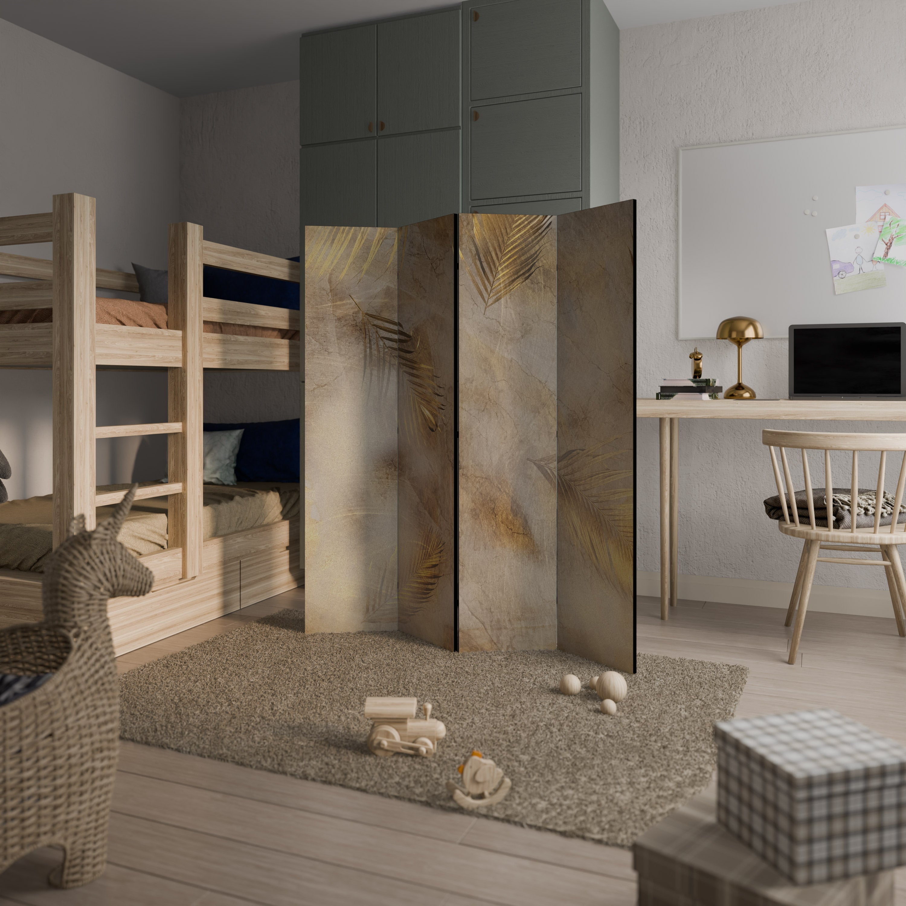 LEAVES OF SPLENDOR Biombo Decorativo de 4 Painéis