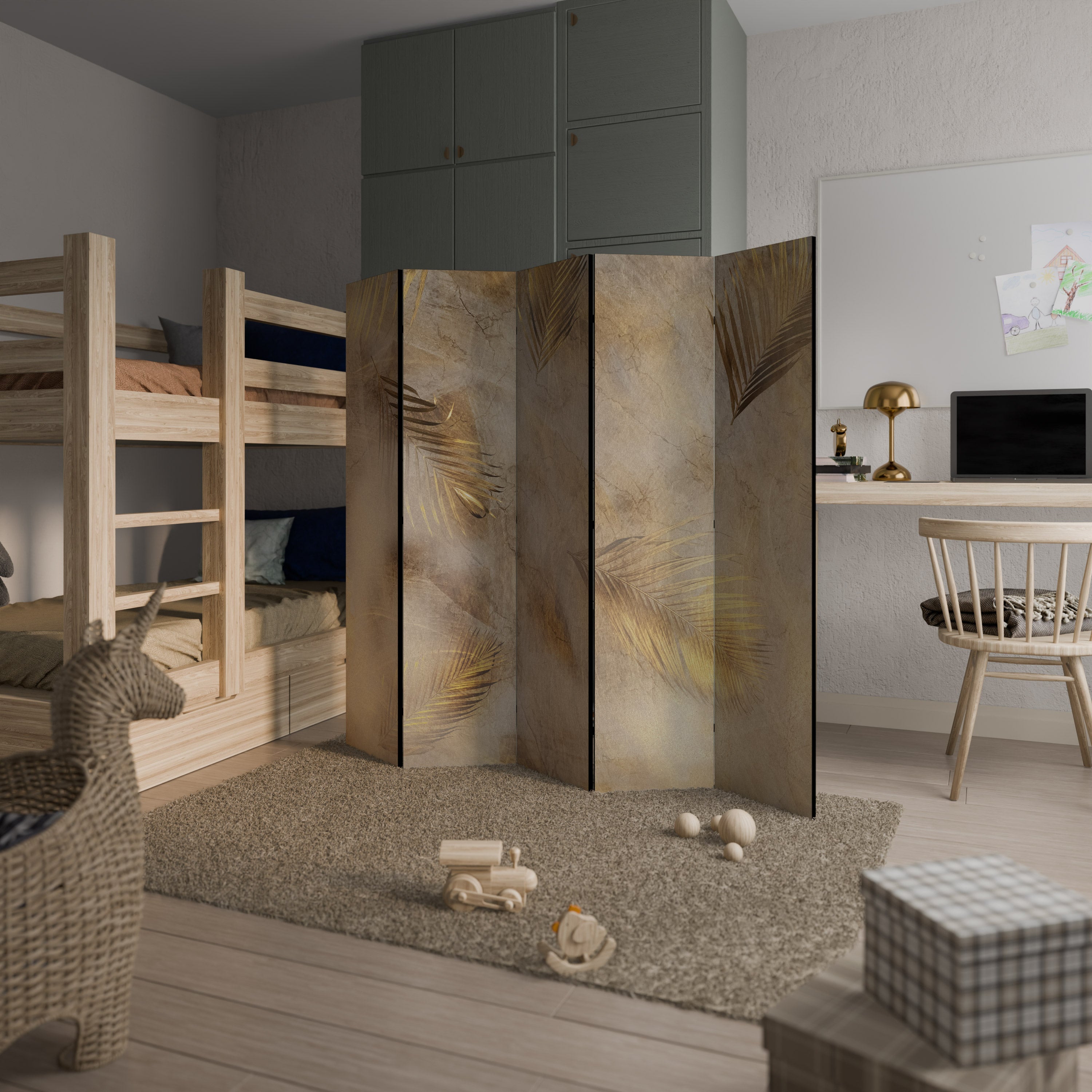 LEAVES OF SPLENDOR Biombo Decorativo de 5 Painéis