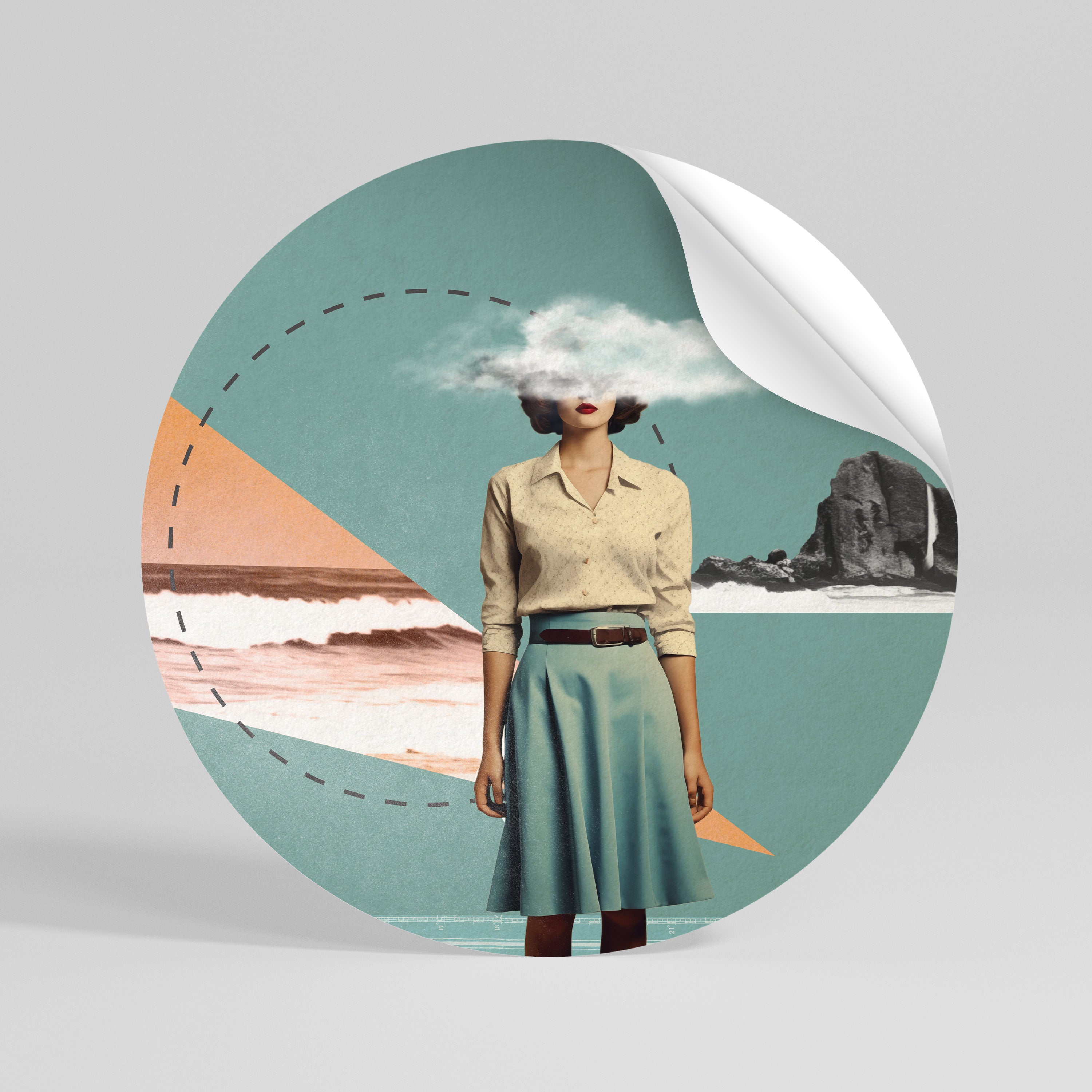 RETRO RESONANCE Autocolante Redondo Removível