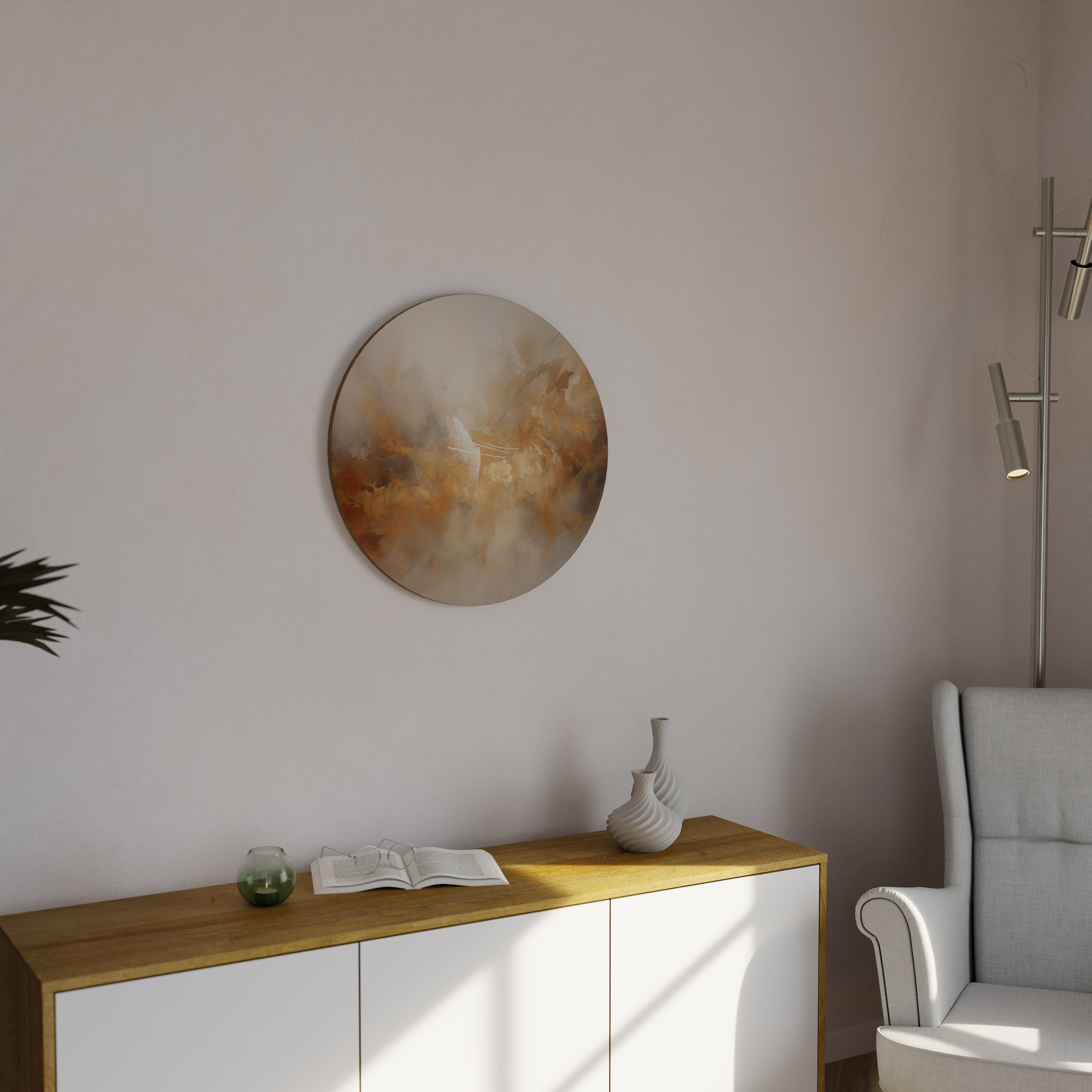 AMBER WHISPERS Quadro Redondo Decorativo