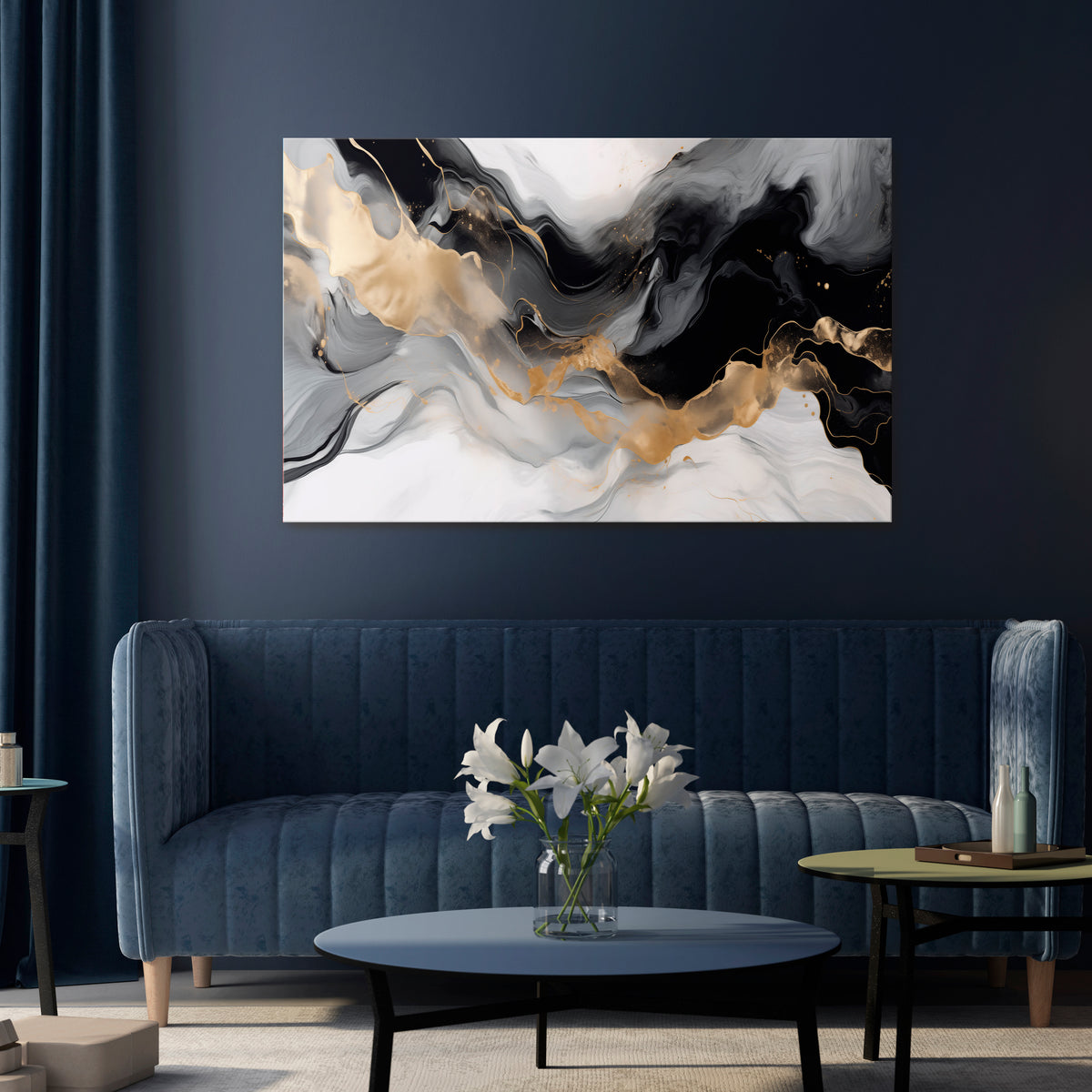 BLACK AND WHITE CONFLUENCE Horizontal Canvas Print