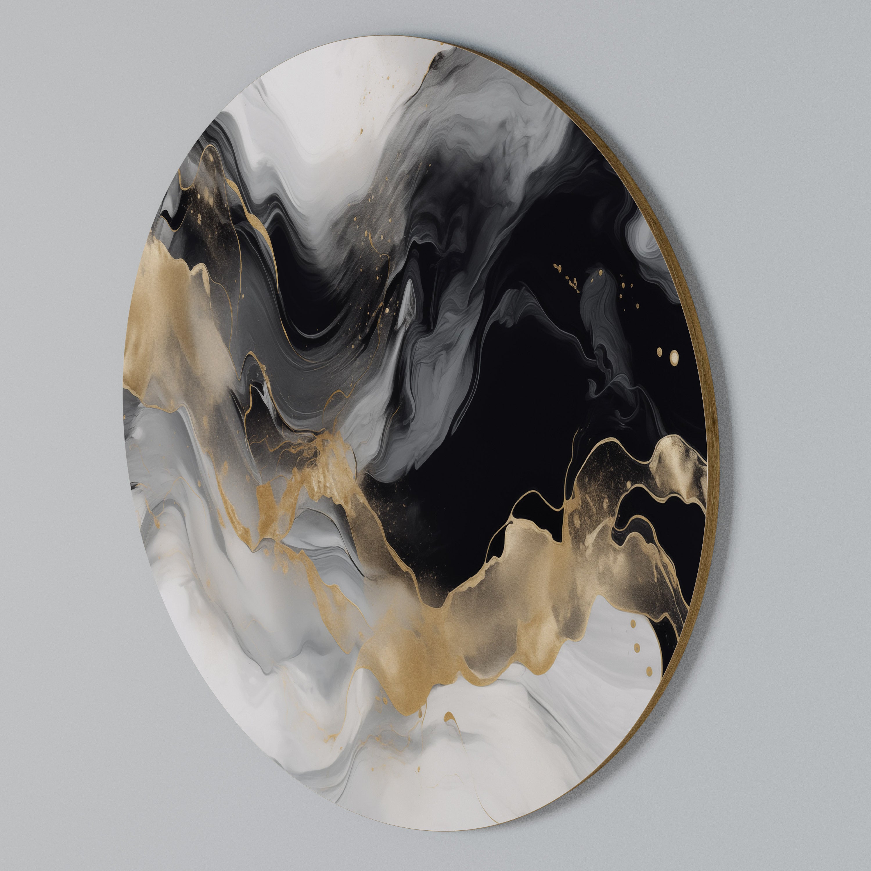 BLACK AND WHITE CONFLUENCE Arte de Parede Redonda