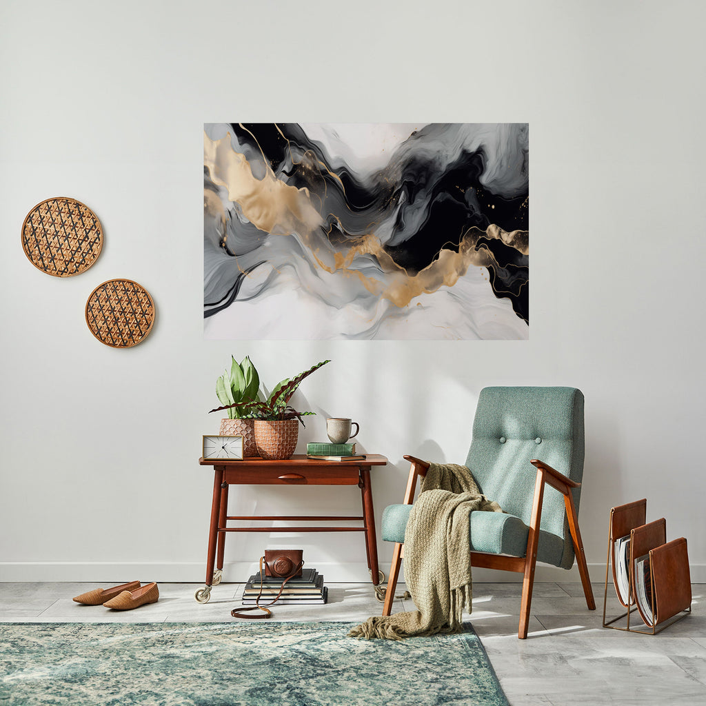 BLACK AND WHITE CONFLUENCE Poster Horizontal Autocolante