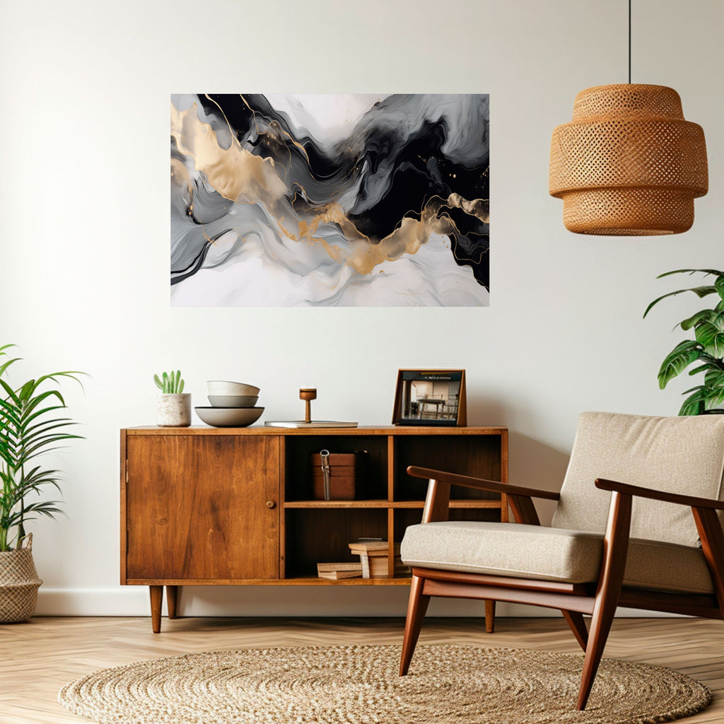 BLACK AND WHITE CONFLUENCE Poster Horizontal Autocolante