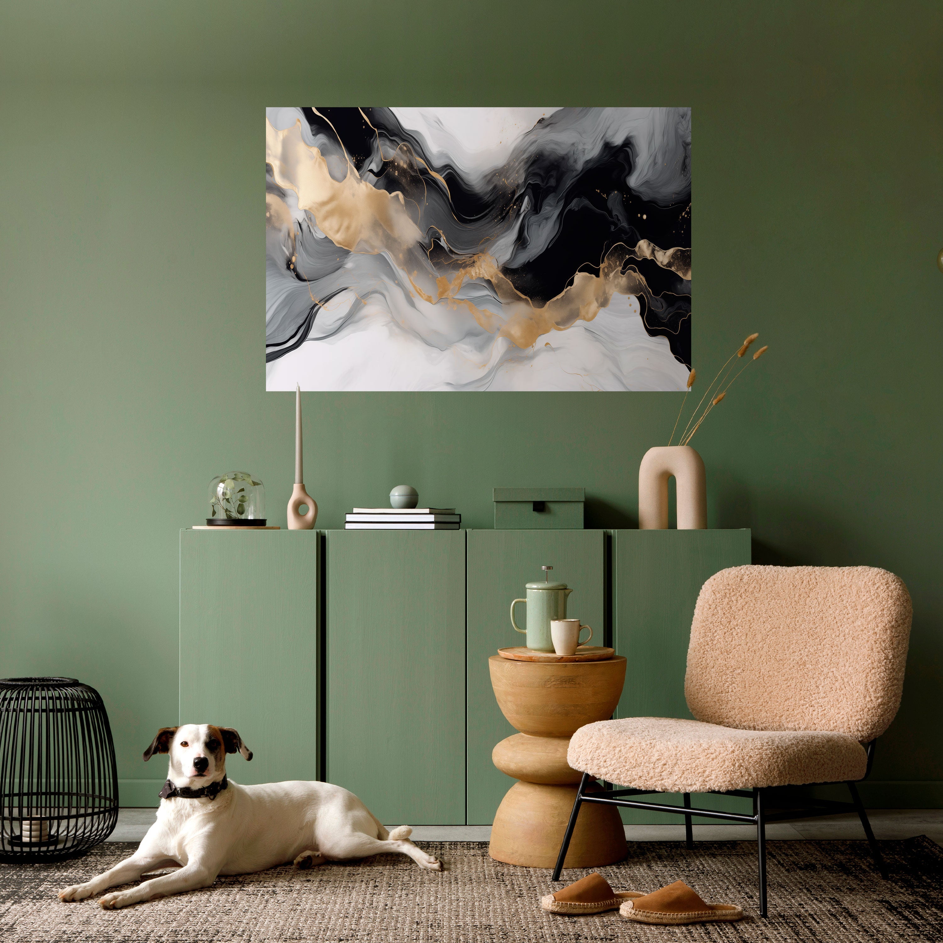 BLACK AND WHITE CONFLUENCE Poster Horizontal Autocolante