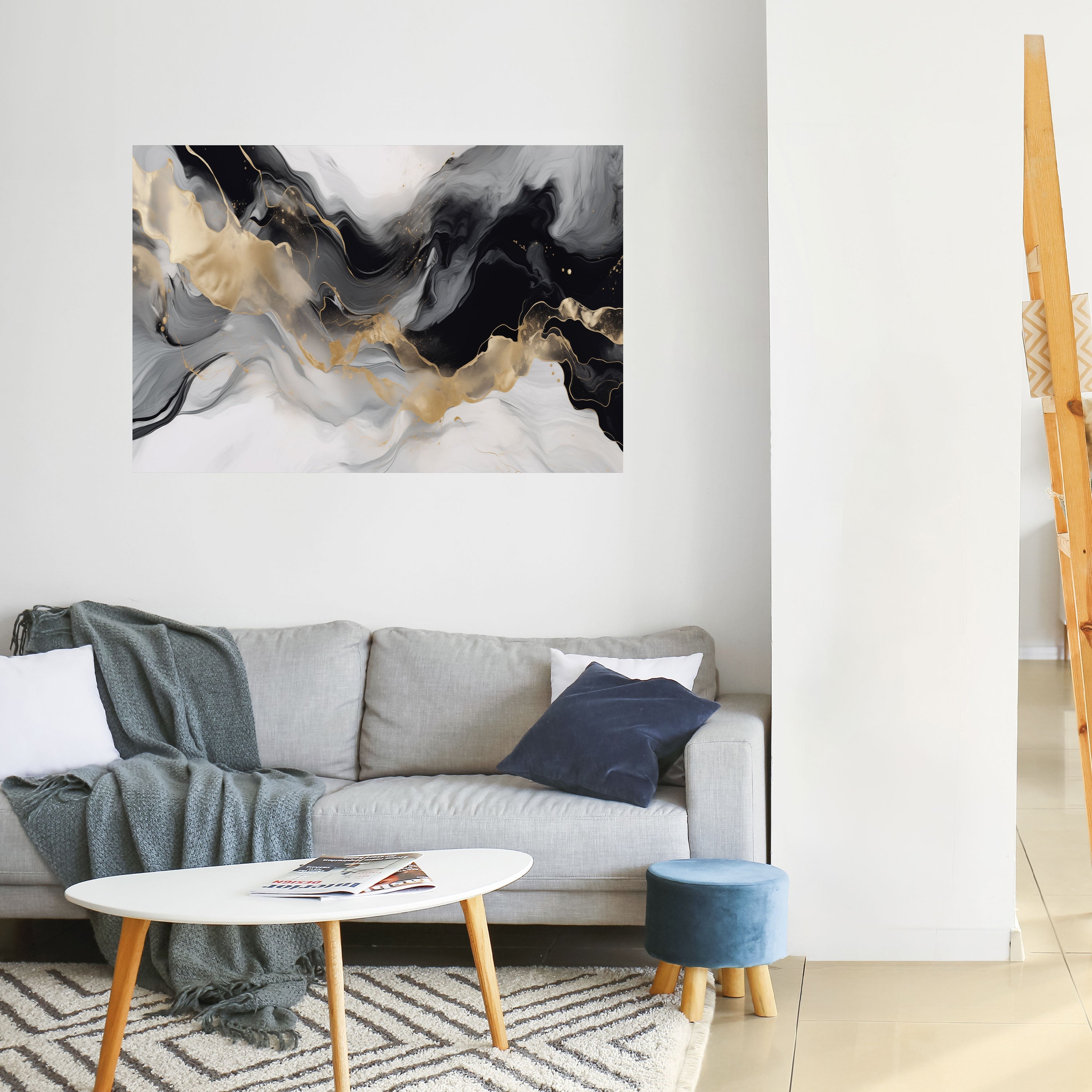 BLACK AND WHITE CONFLUENCE Poster Horizontal Autocolante