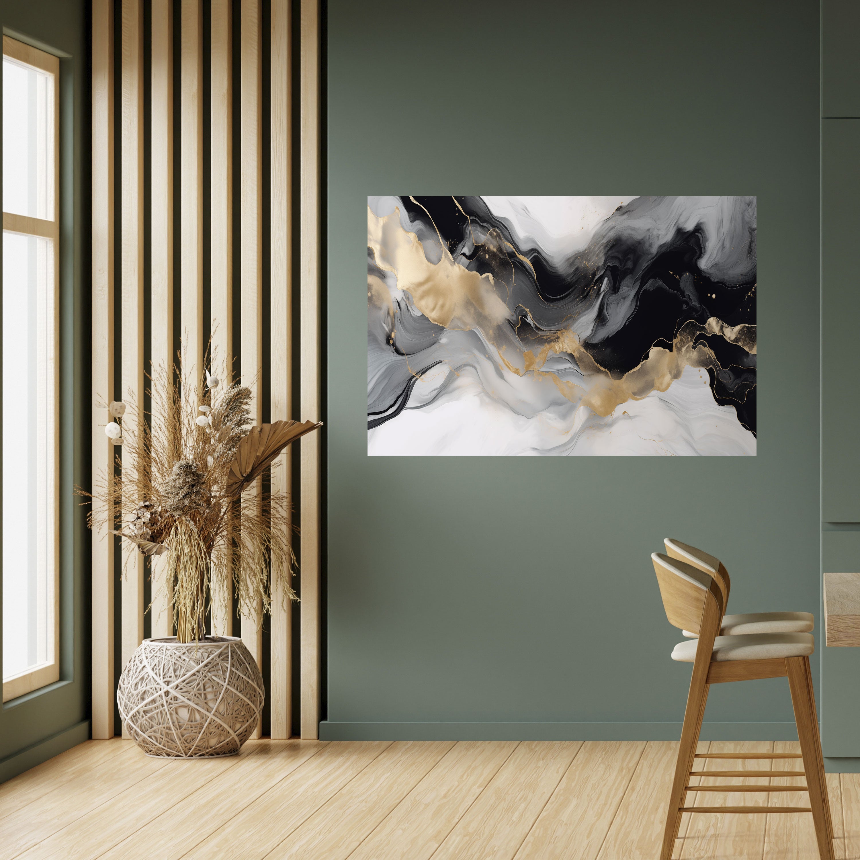 BLACK AND WHITE CONFLUENCE Poster Horizontal Autocolante